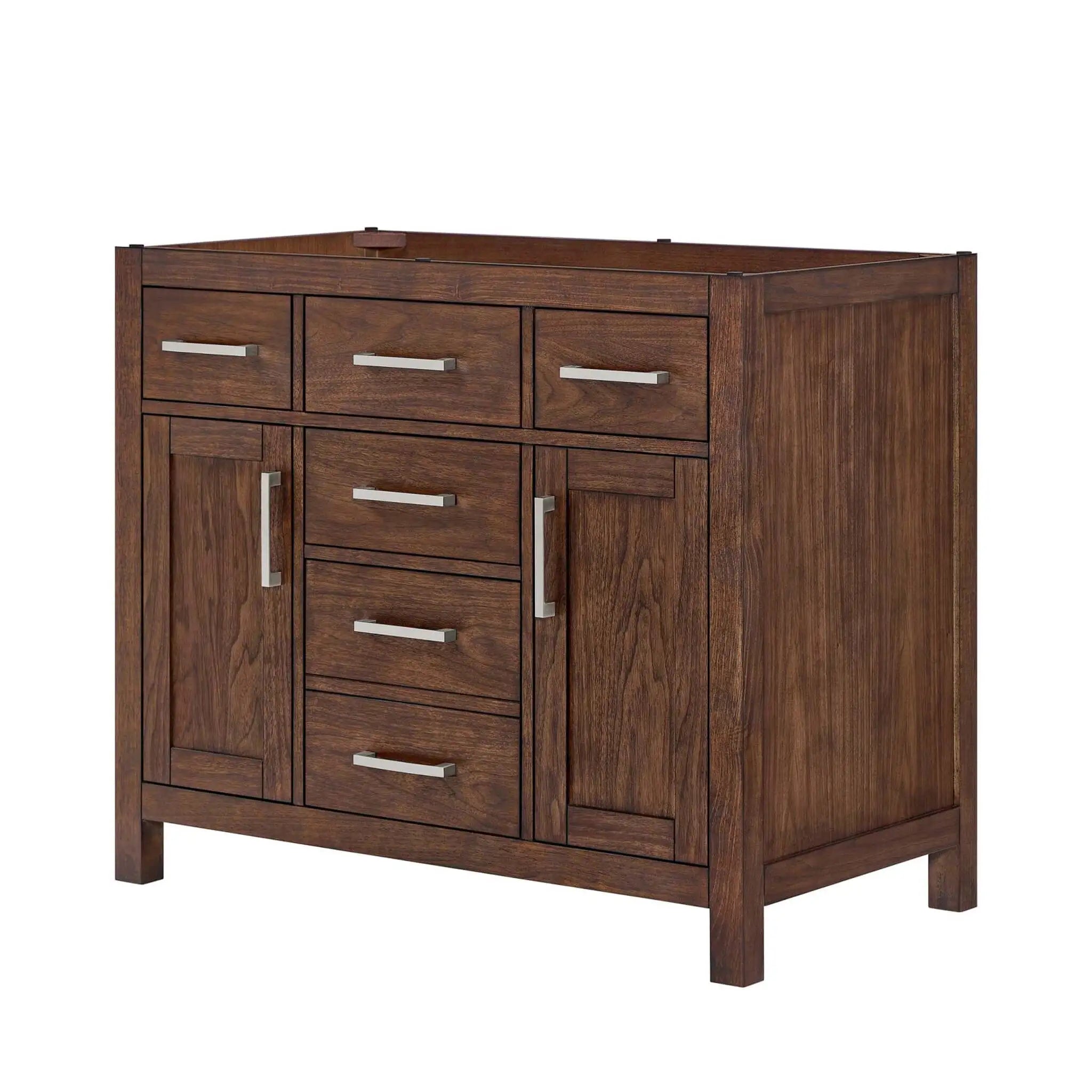42" Beckett Single Bathroom Vanity in Dark Walnut with Brushed Nickel Trim by Wyndham