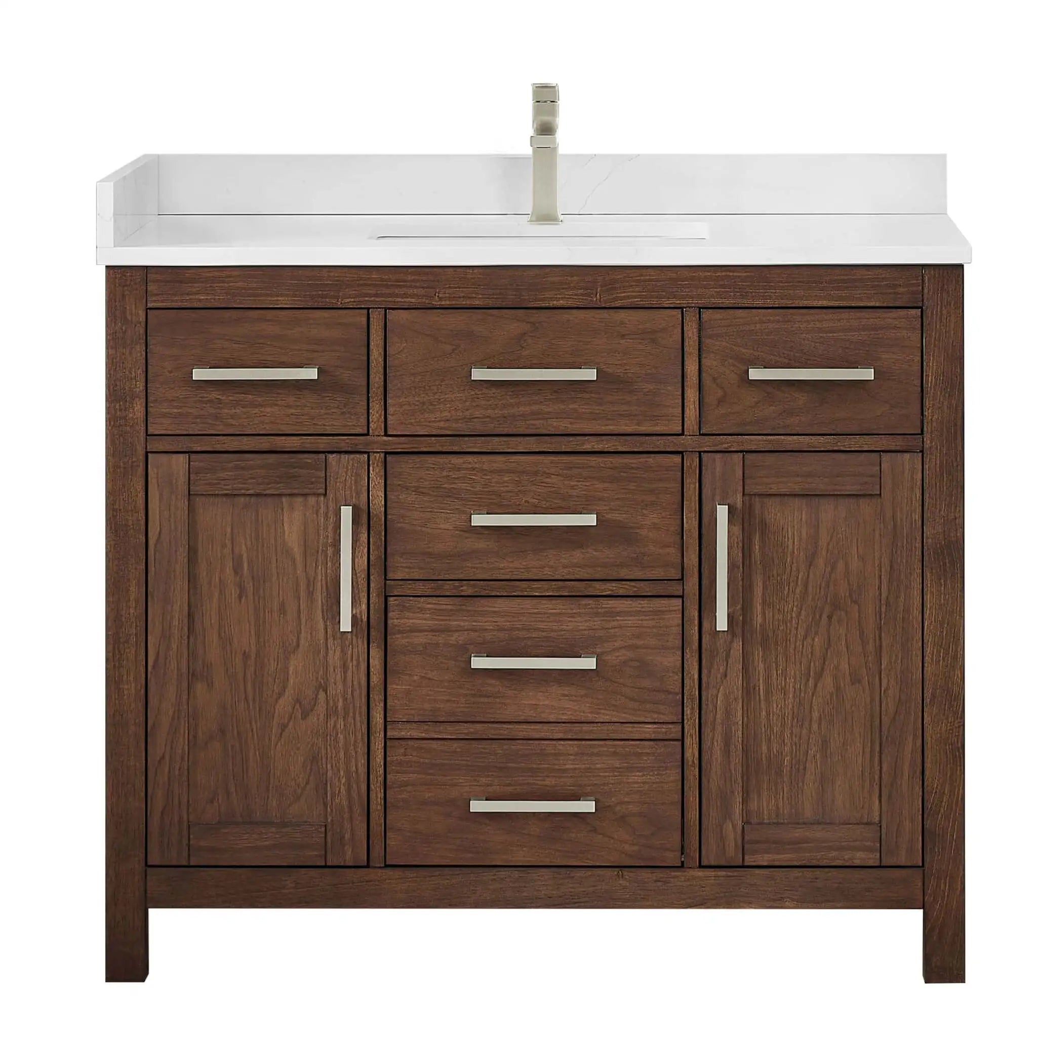 42" Beckett Single Bathroom Vanity in Dark Walnut with Brushed Nickel Trim by Wyndham