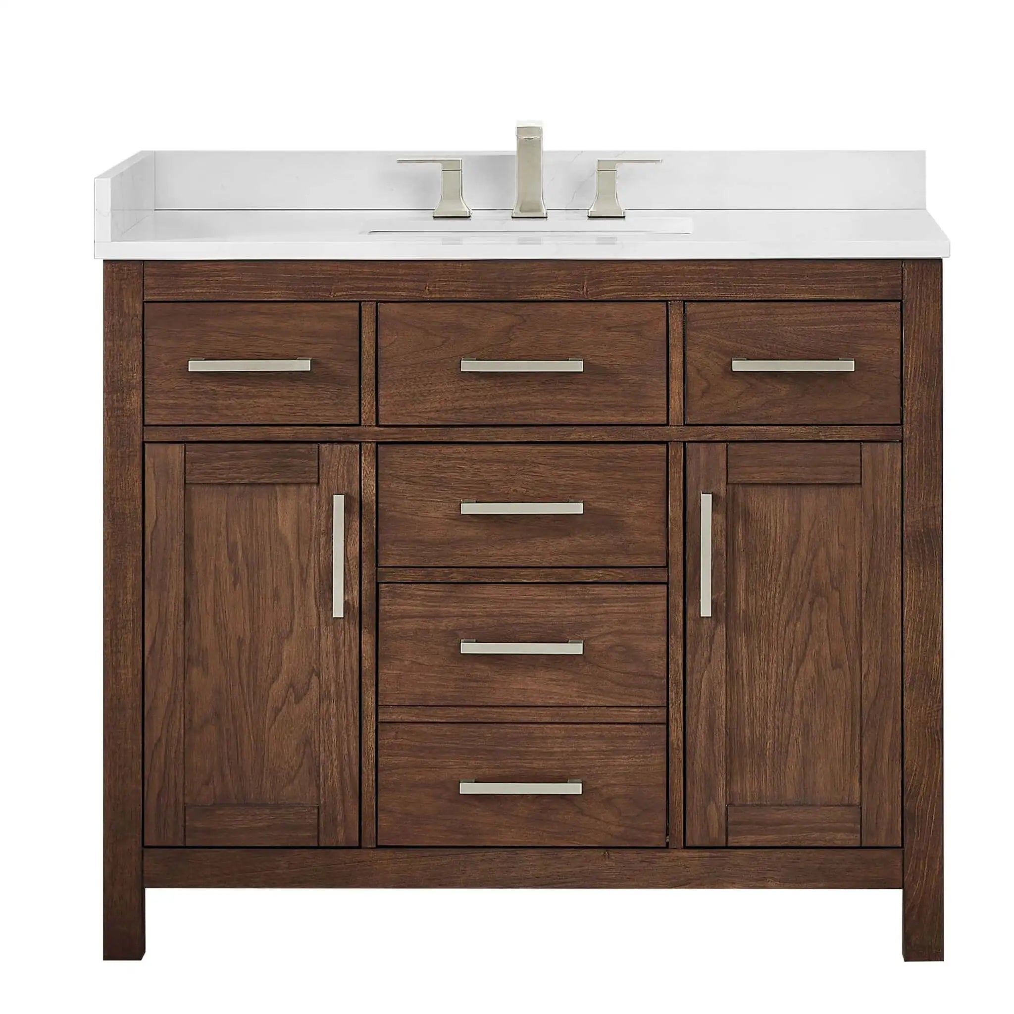 42" Beckett Single Bathroom Vanity in Dark Walnut with Brushed Nickel Trim by Wyndham