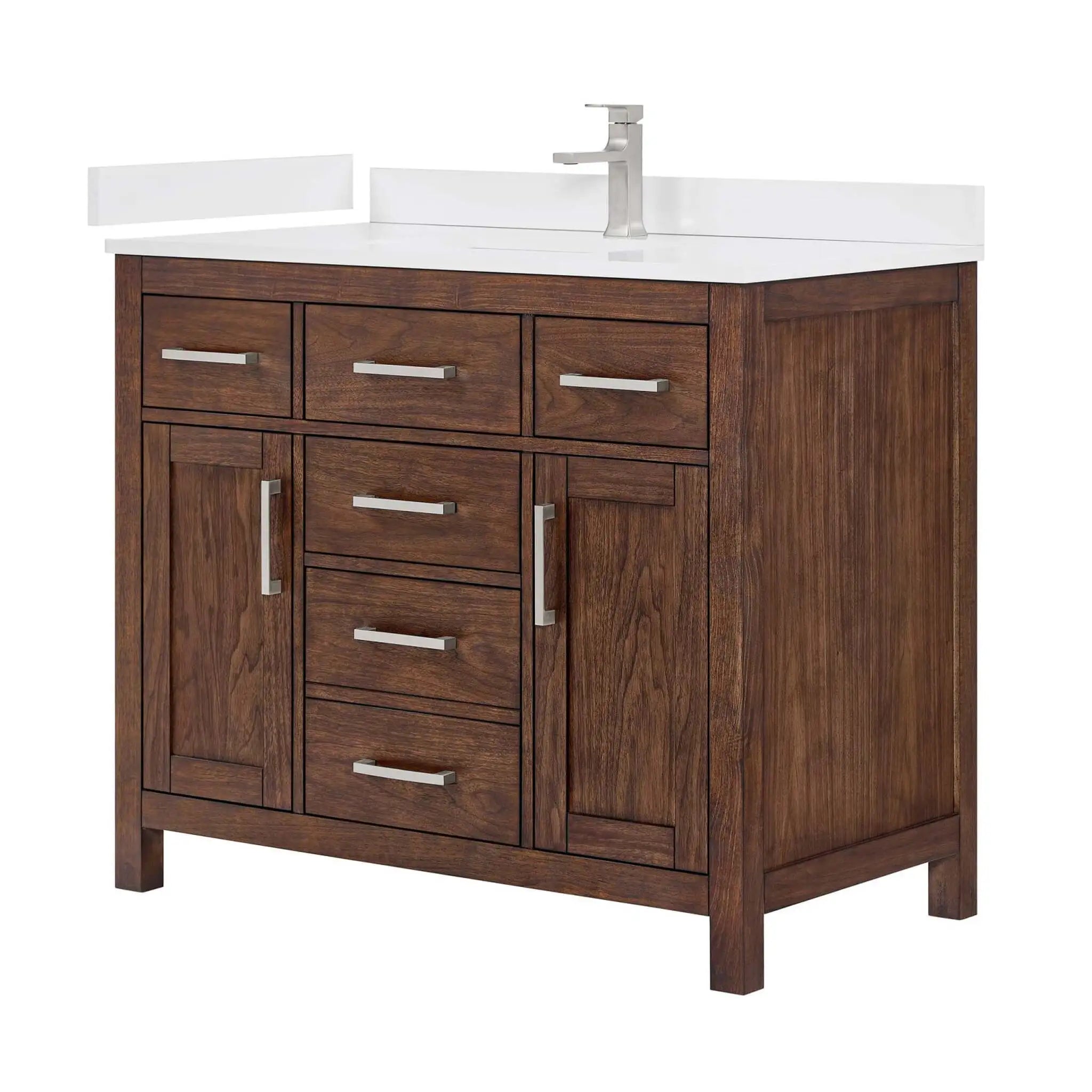 42" Beckett Single Bathroom Vanity in Dark Walnut with Brushed Nickel Trim by Wyndham