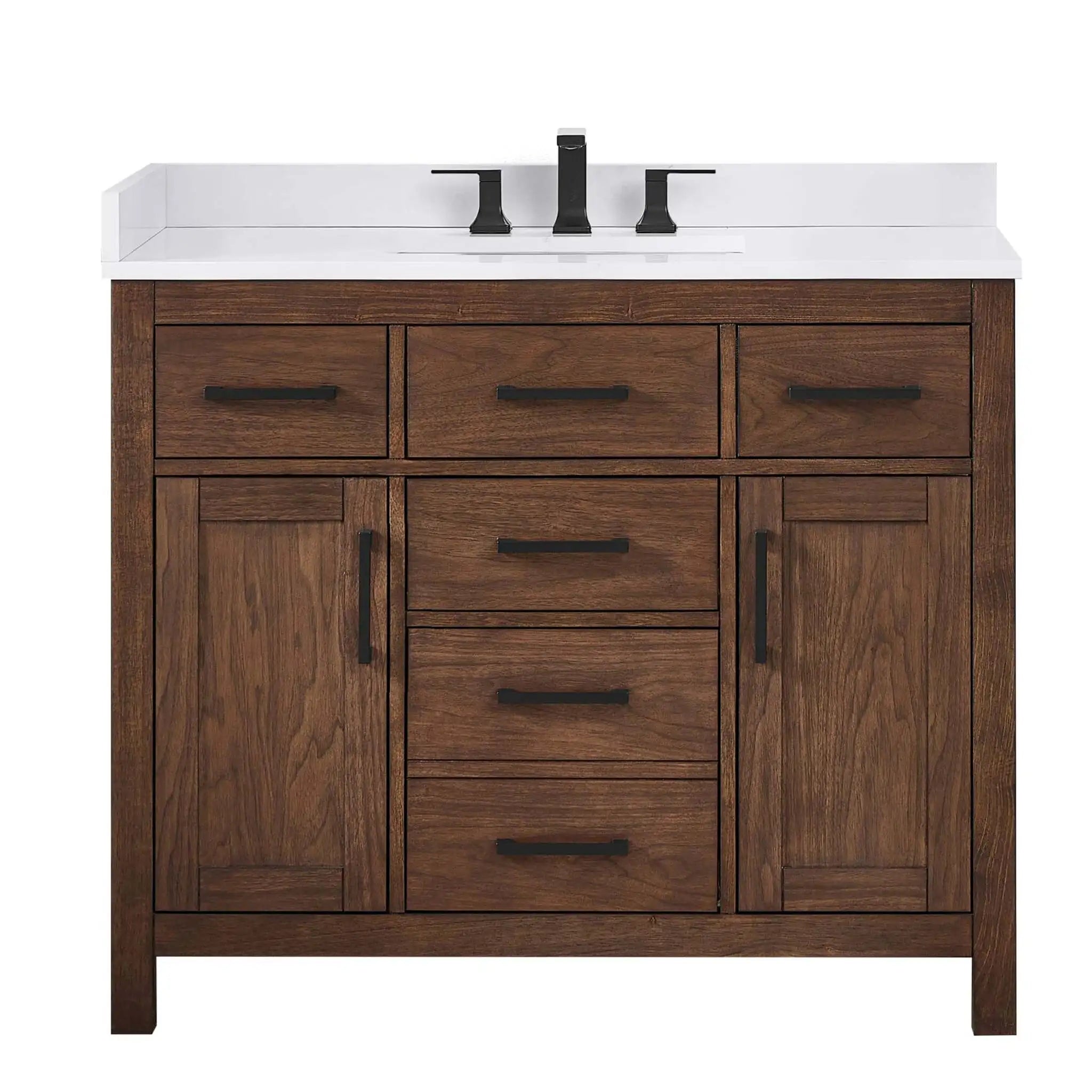 42" Beckett Single Bathroom Vanity in Dark Walnut with Matte Black Trim by Wyndham