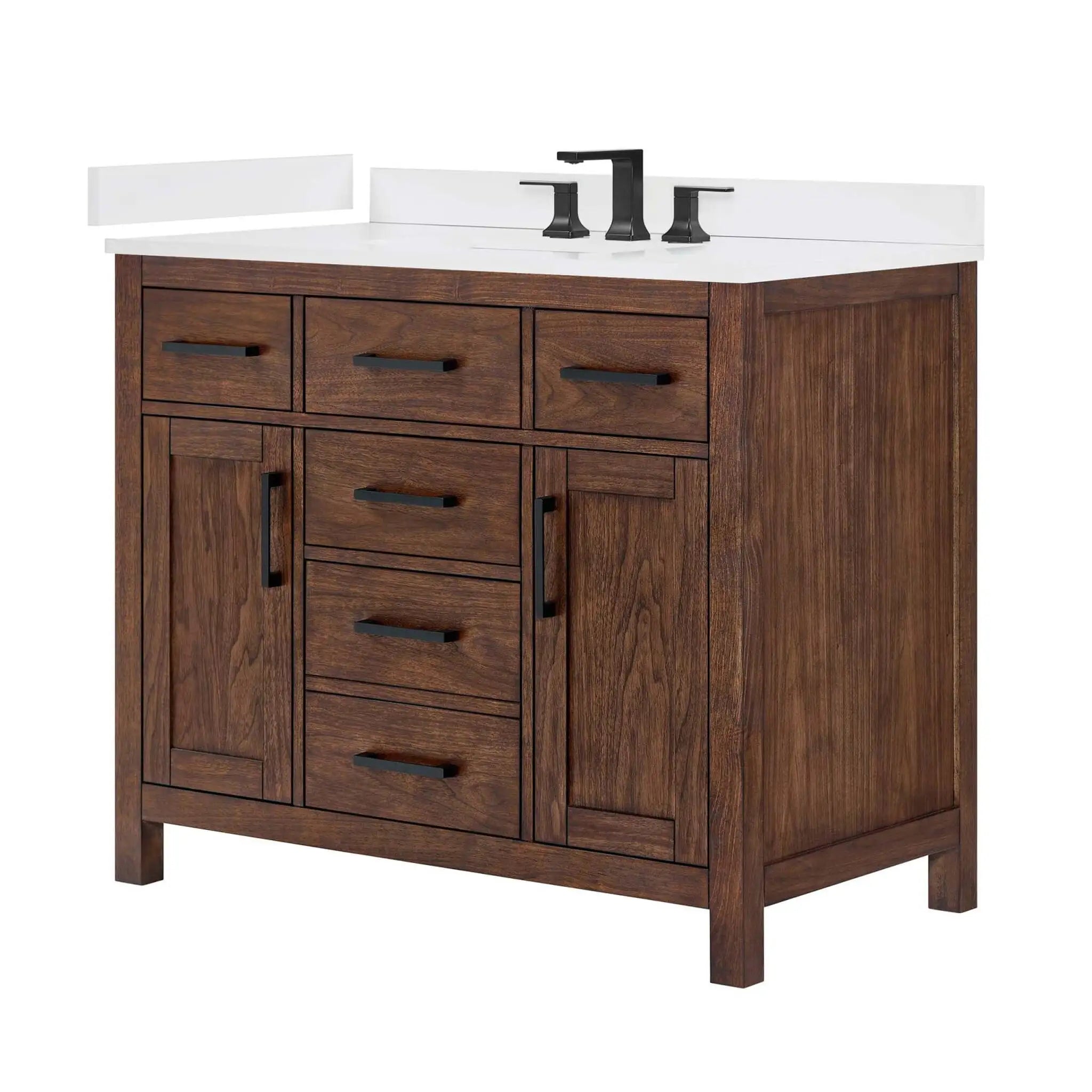 42" Beckett Single Bathroom Vanity in Dark Walnut with Matte Black Trim by Wyndham