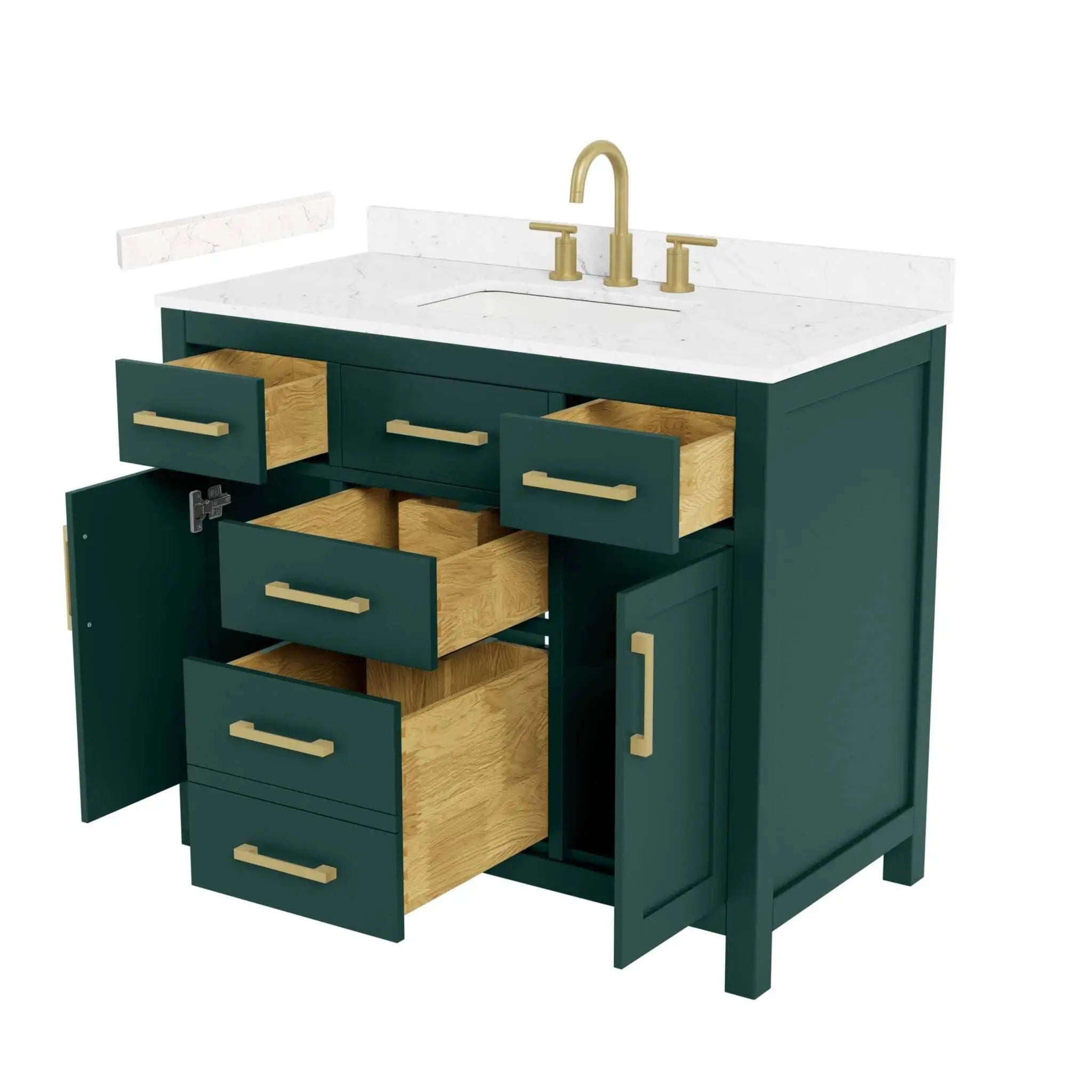 42" Beckett Single Bathroom Vanity in Green with Brushed Gold Trim by Wyndham