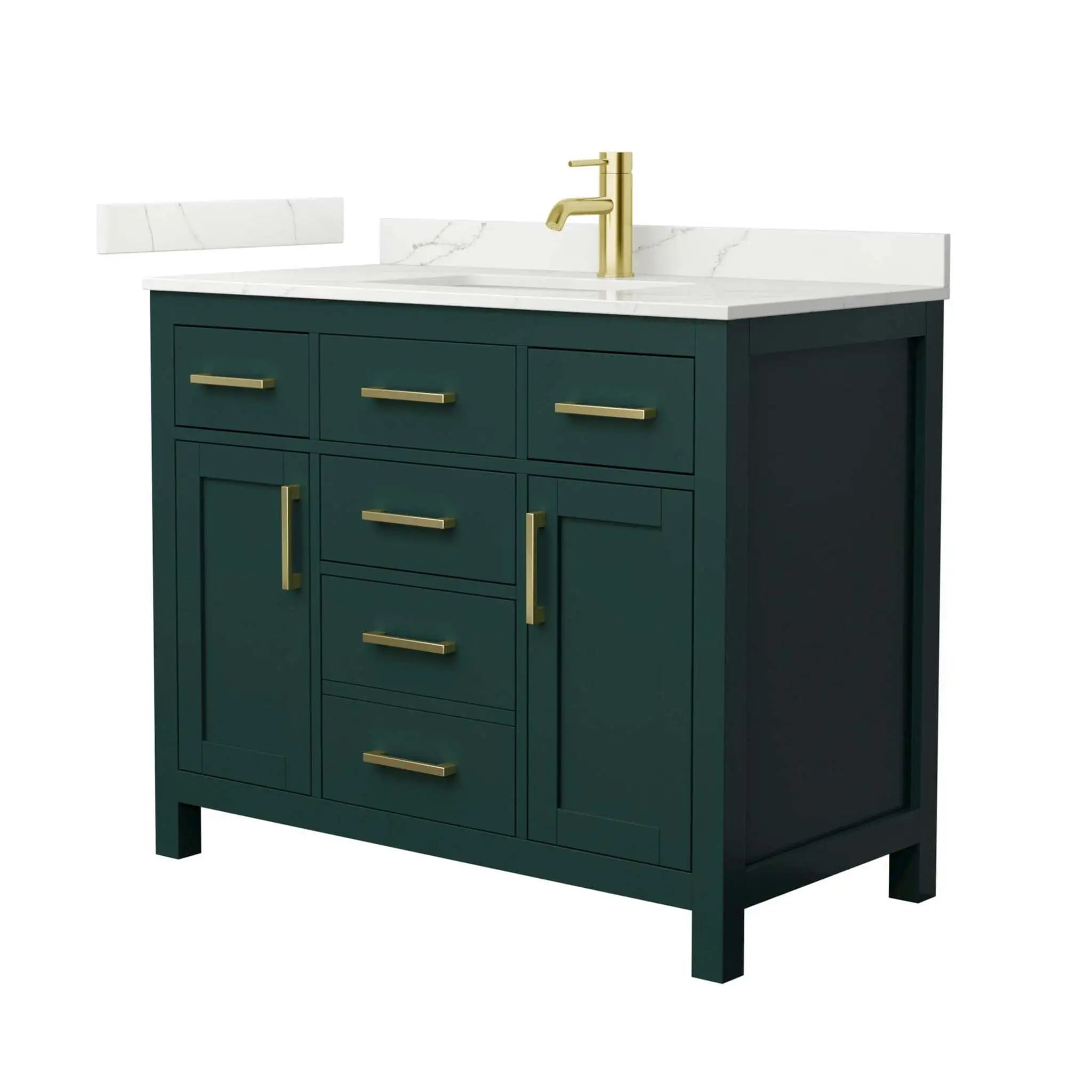 42" Beckett Single Bathroom Vanity in Green with Brushed Gold Trim by Wyndham