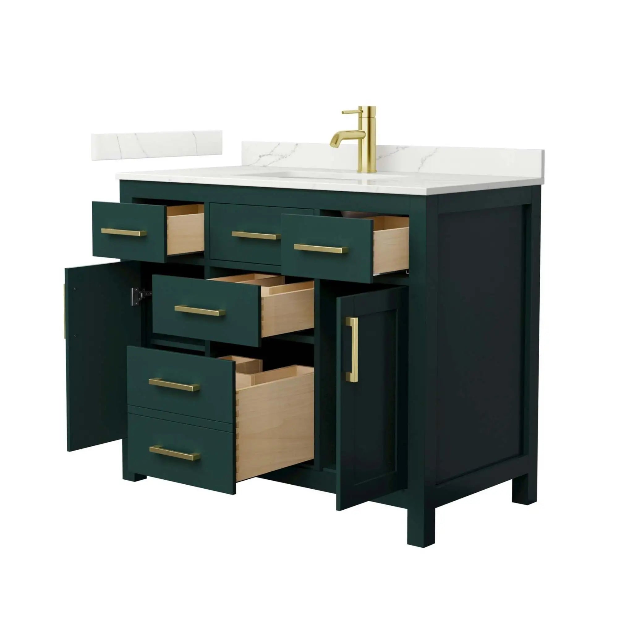 42" Beckett Single Bathroom Vanity in Green with Brushed Gold Trim by Wyndham