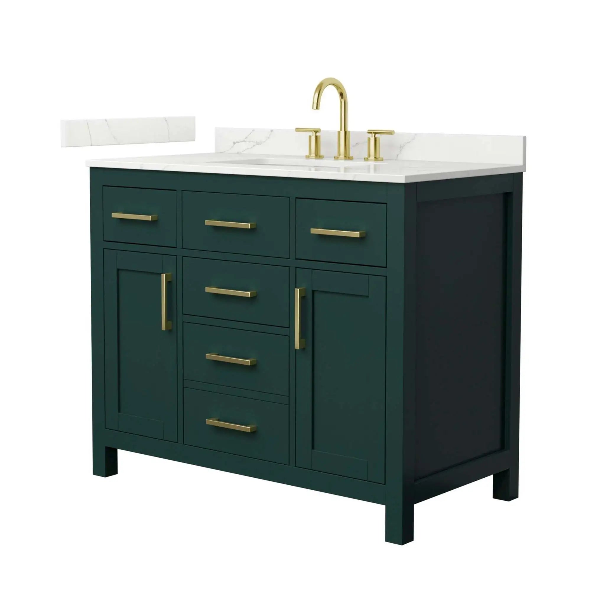 42" Beckett Single Bathroom Vanity in Green with Brushed Gold Trim by Wyndham