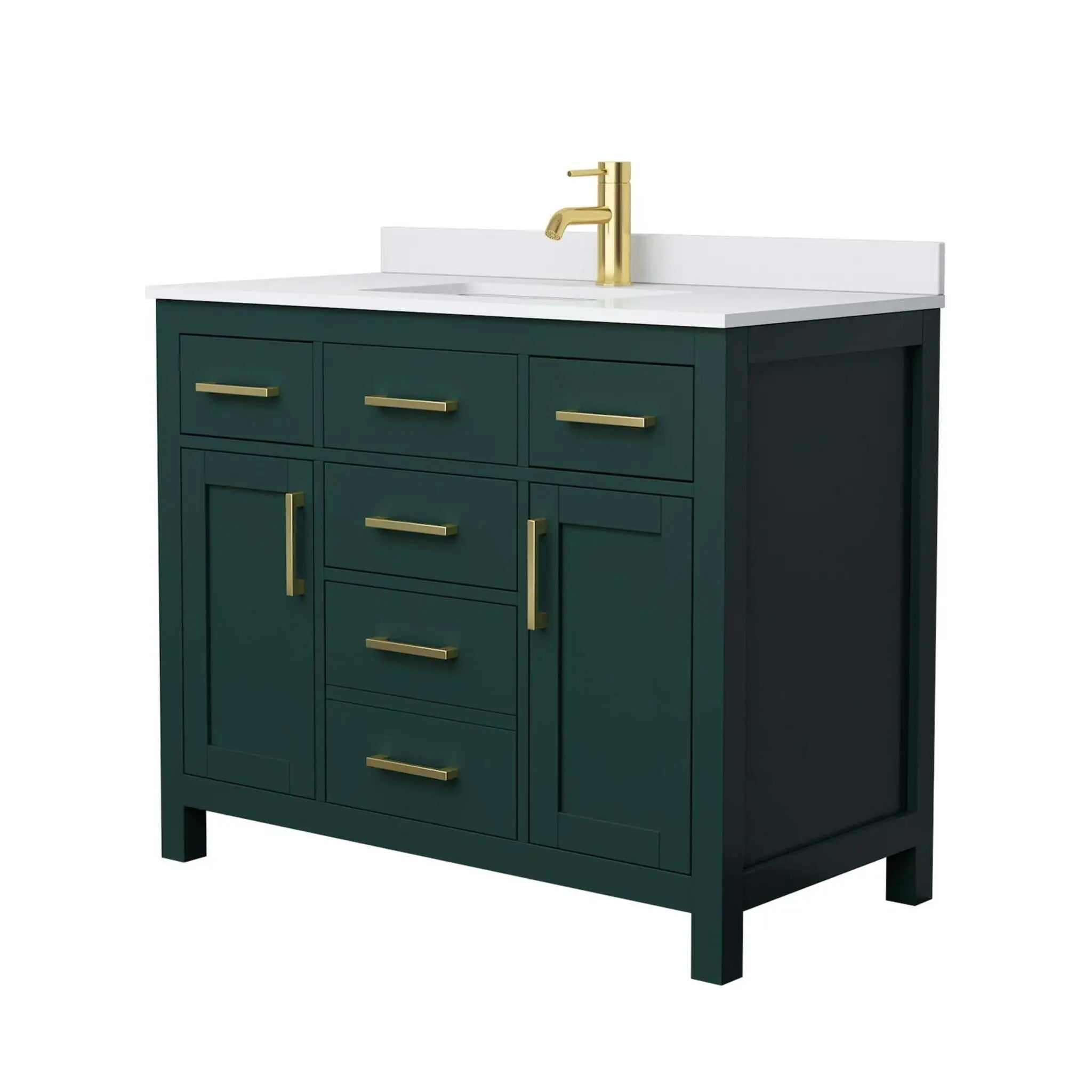 42" Beckett Single Bathroom Vanity in Green with Brushed Gold Trim by Wyndham