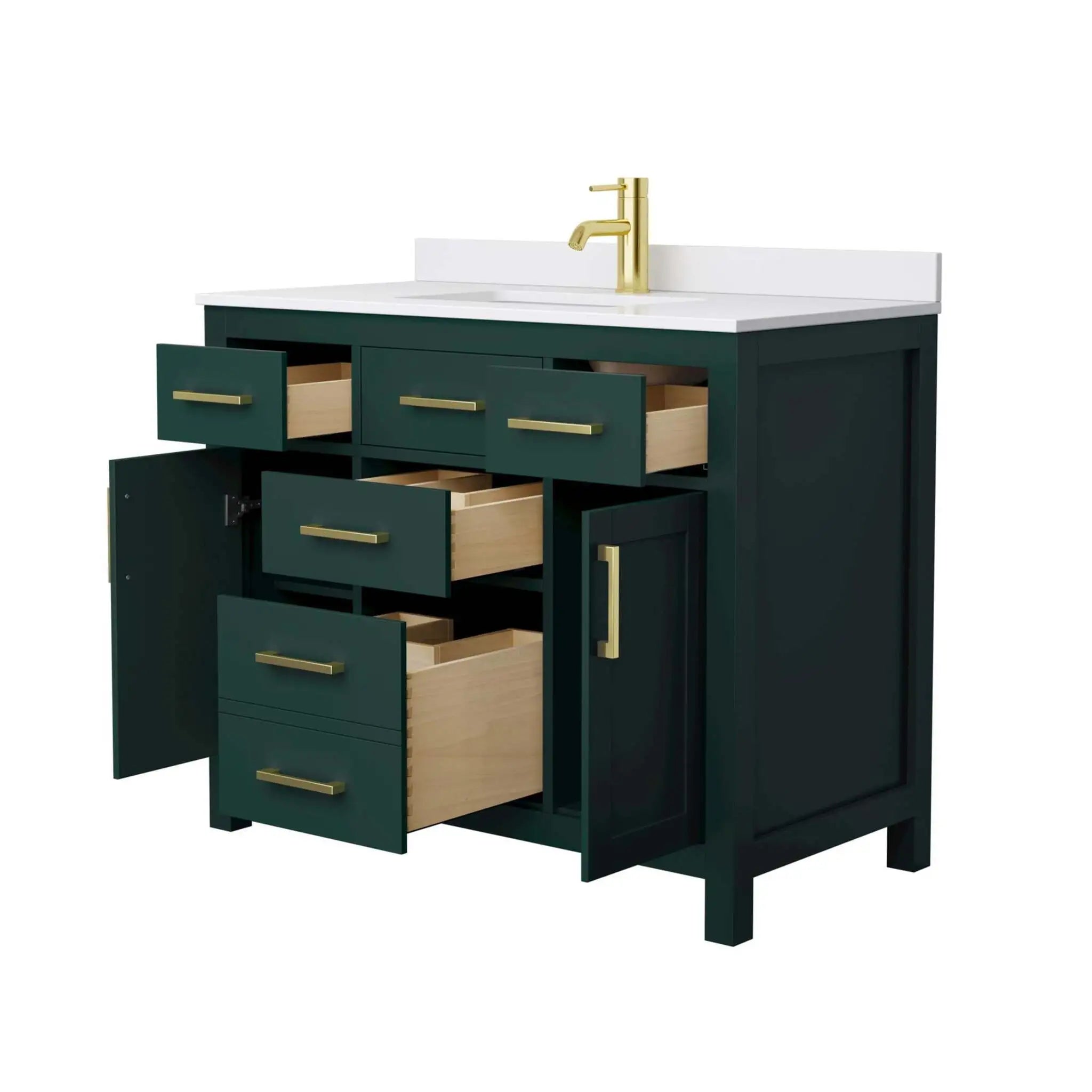 42" Beckett Single Bathroom Vanity in Green with Brushed Gold Trim by Wyndham