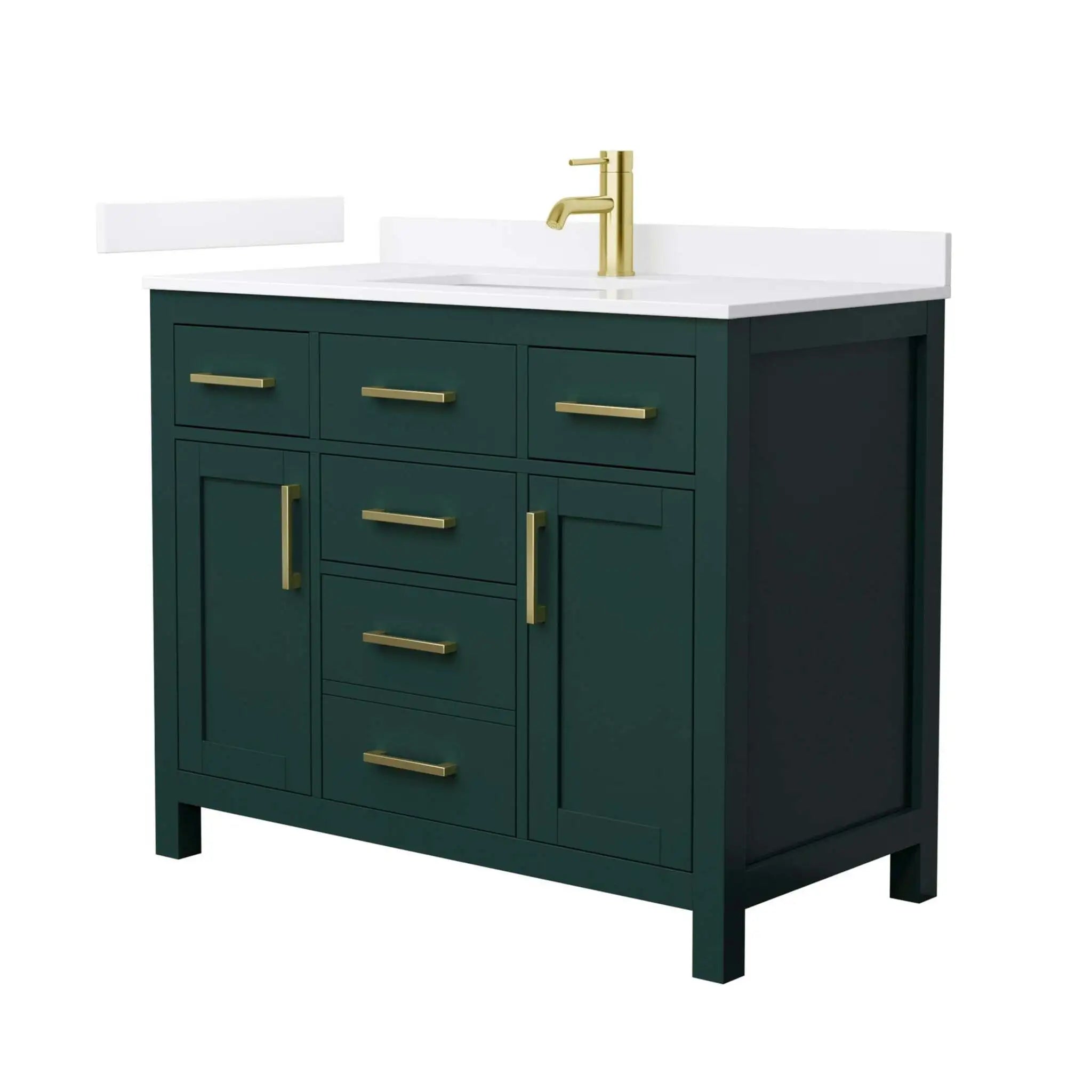 42" Beckett Single Bathroom Vanity in Green with Brushed Gold Trim by Wyndham
