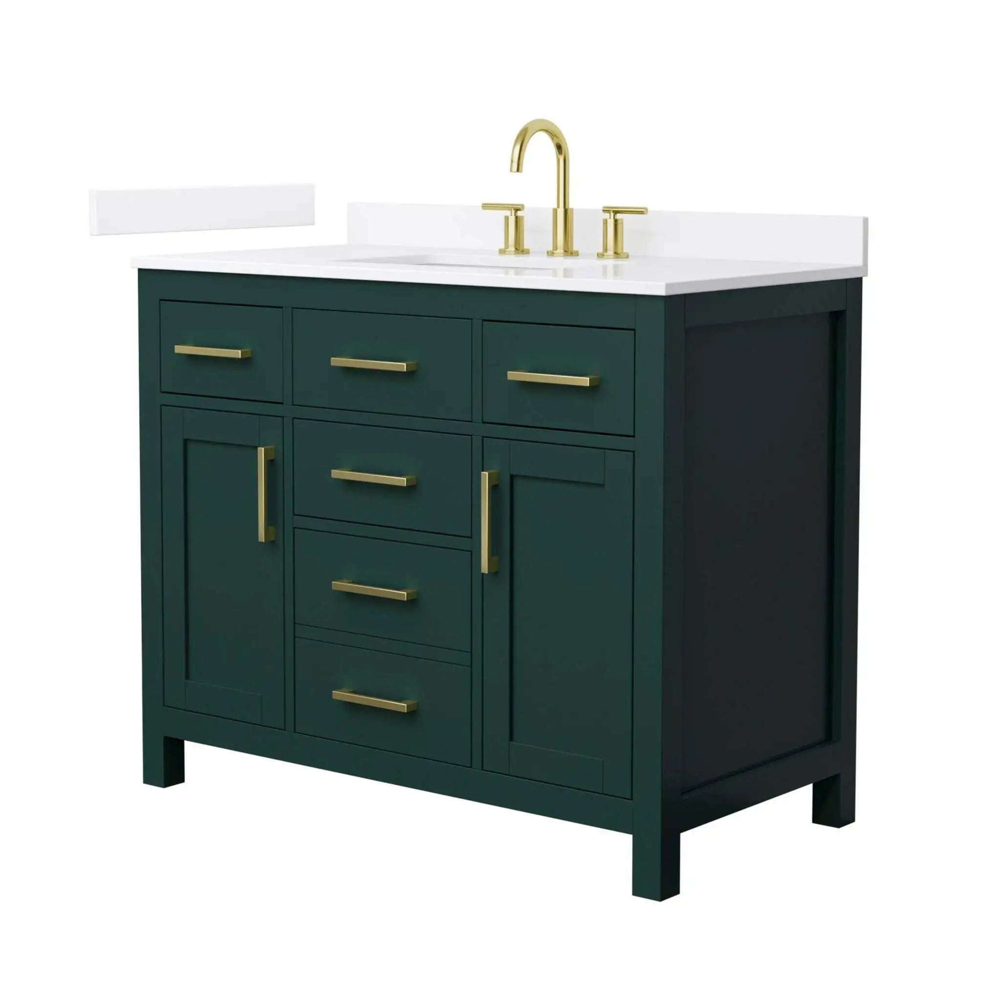 42" Beckett Single Bathroom Vanity in Green with Brushed Gold Trim by Wyndham