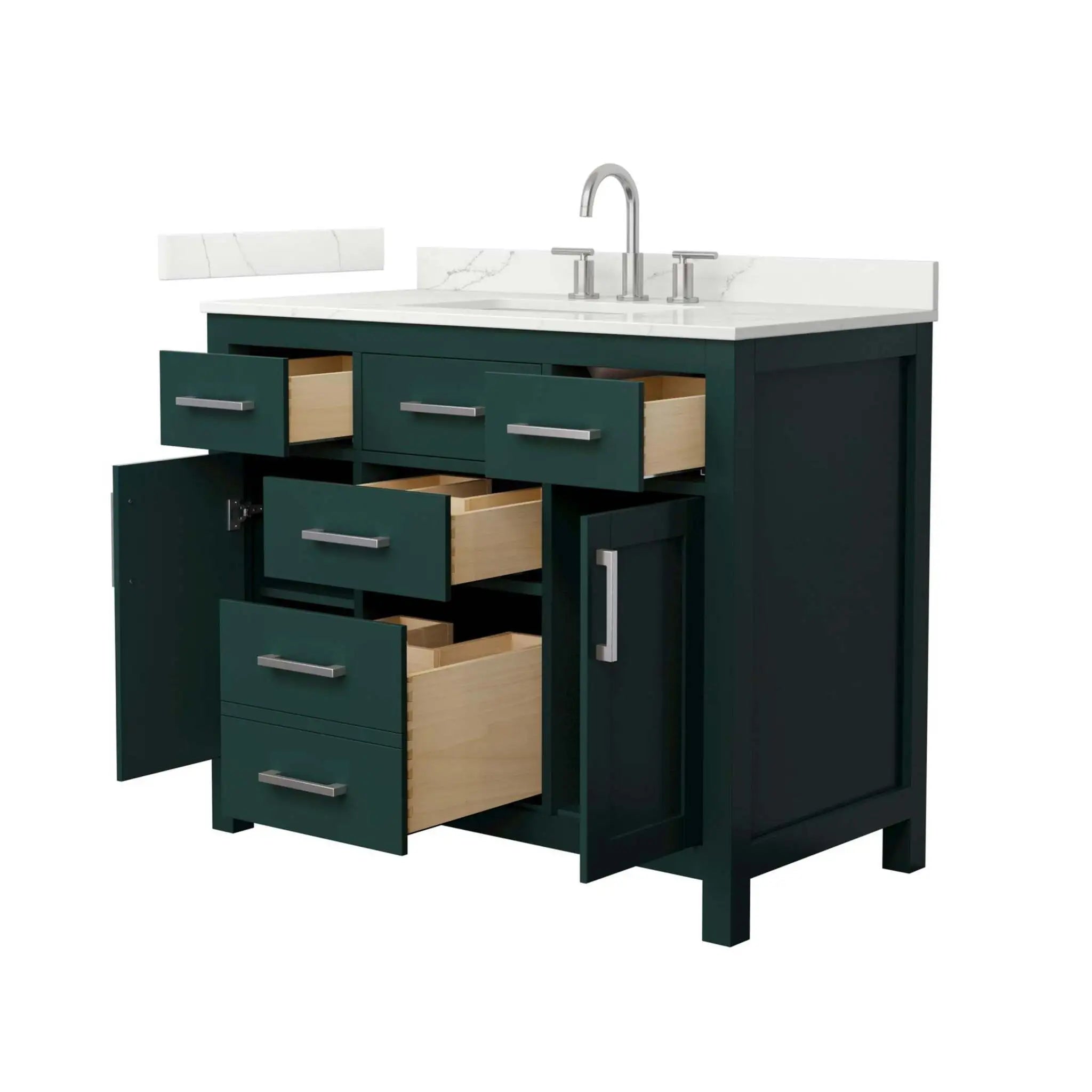 42" Beckett Single Bathroom Vanity in Green with Brushed Nickel Trim by Wyndham