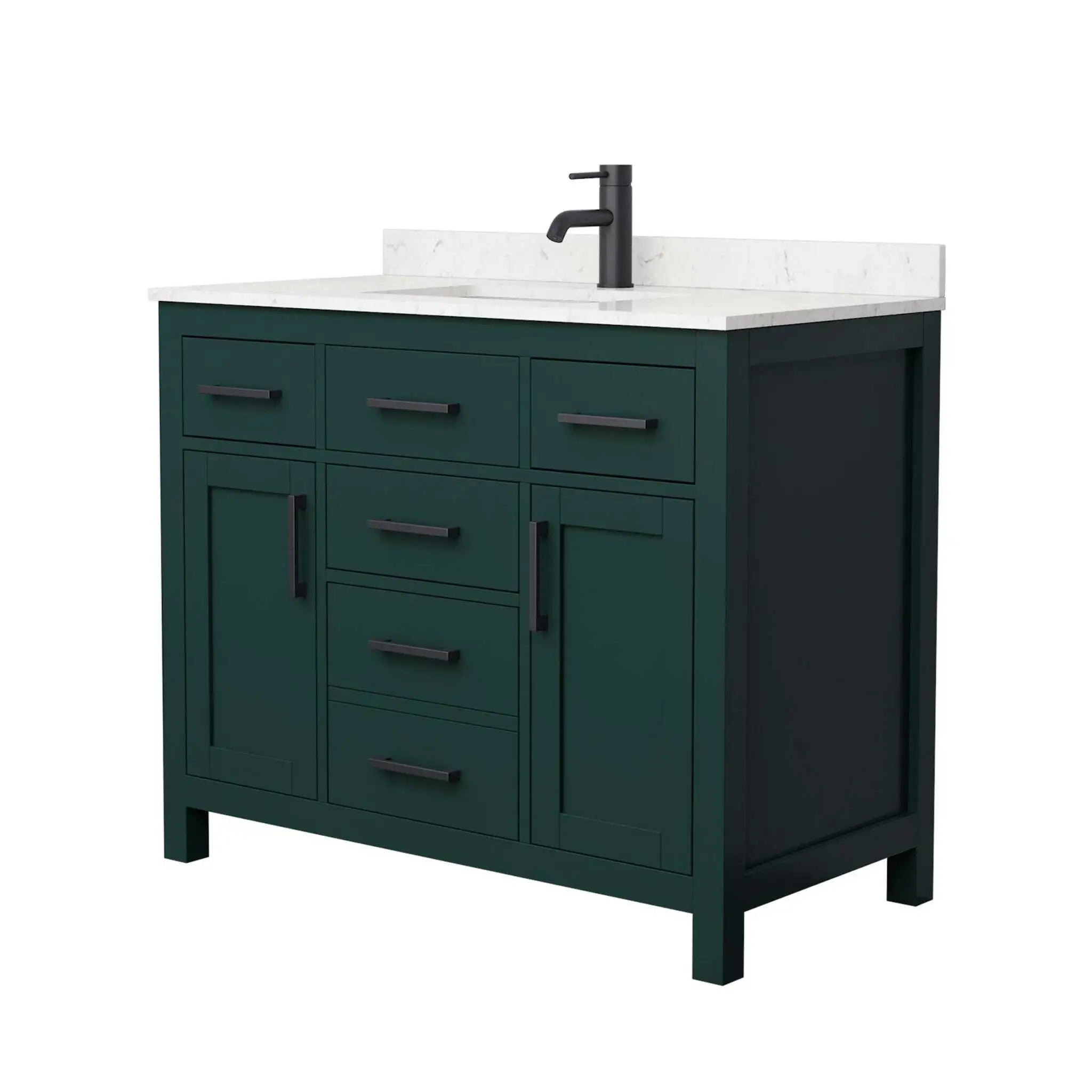 42" Beckett Single Bathroom Vanity in Green with Matte Black Trim by Wyndham