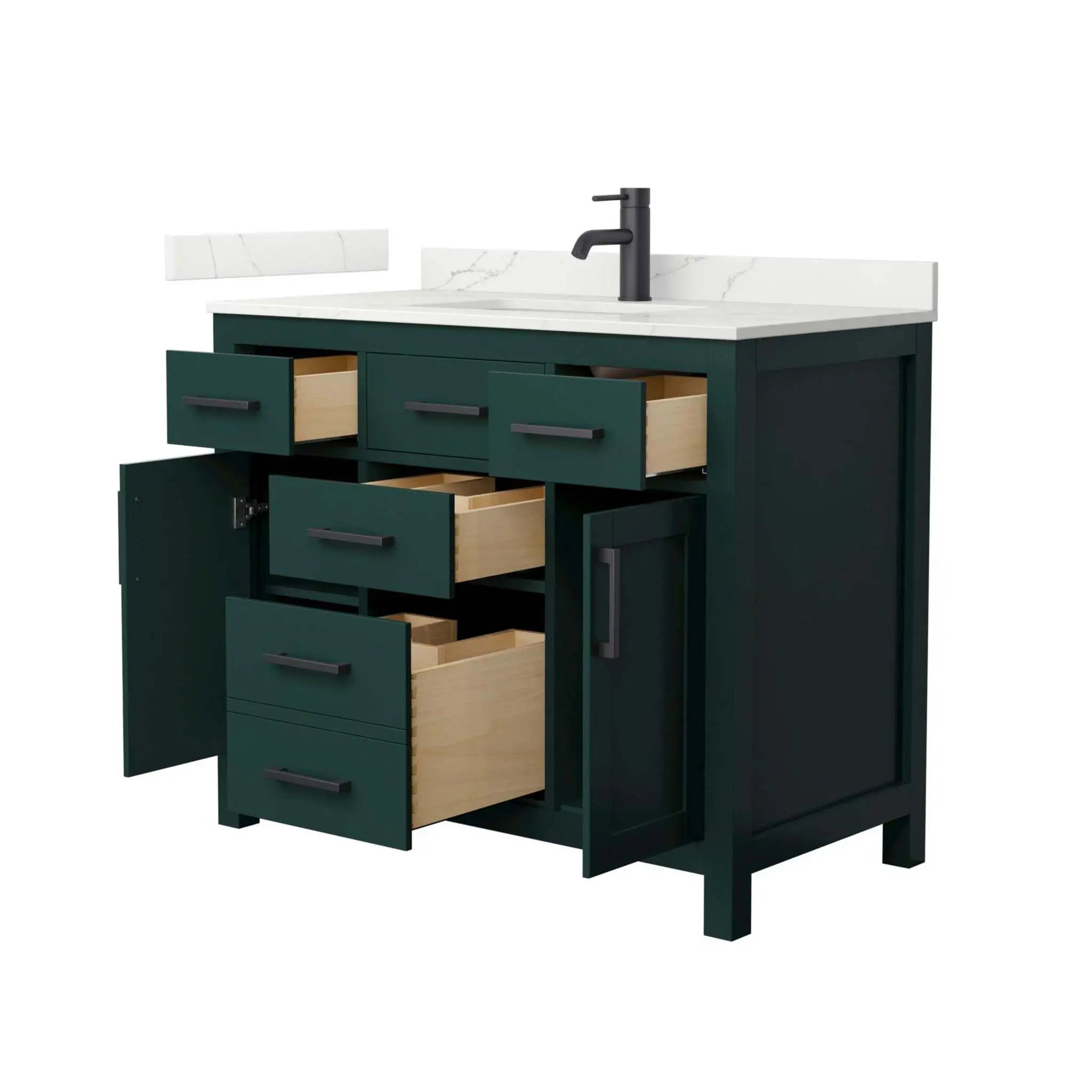 42" Beckett Single Bathroom Vanity in Green with Matte Black Trim by Wyndham