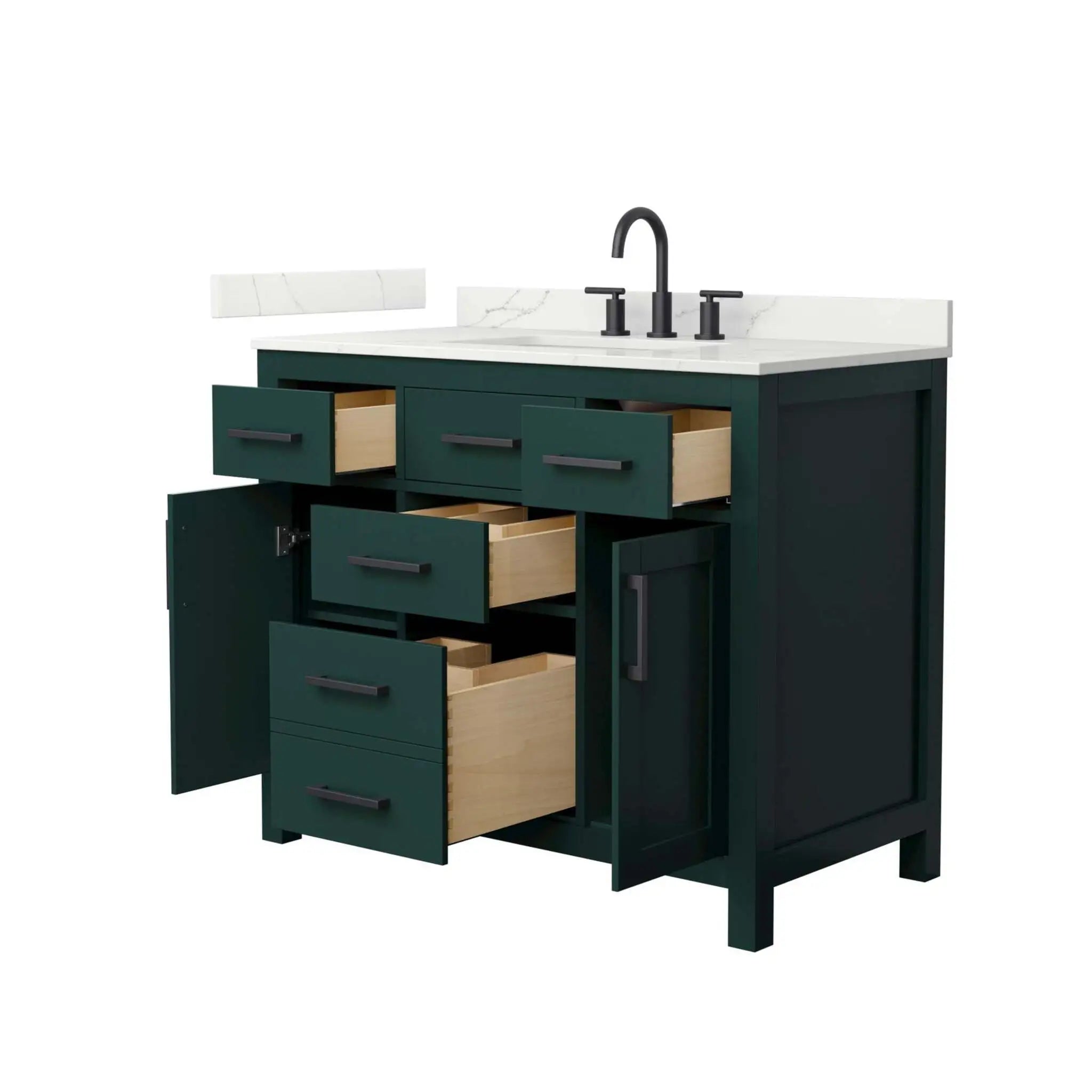 42" Beckett Single Bathroom Vanity in Green with Matte Black Trim by Wyndham