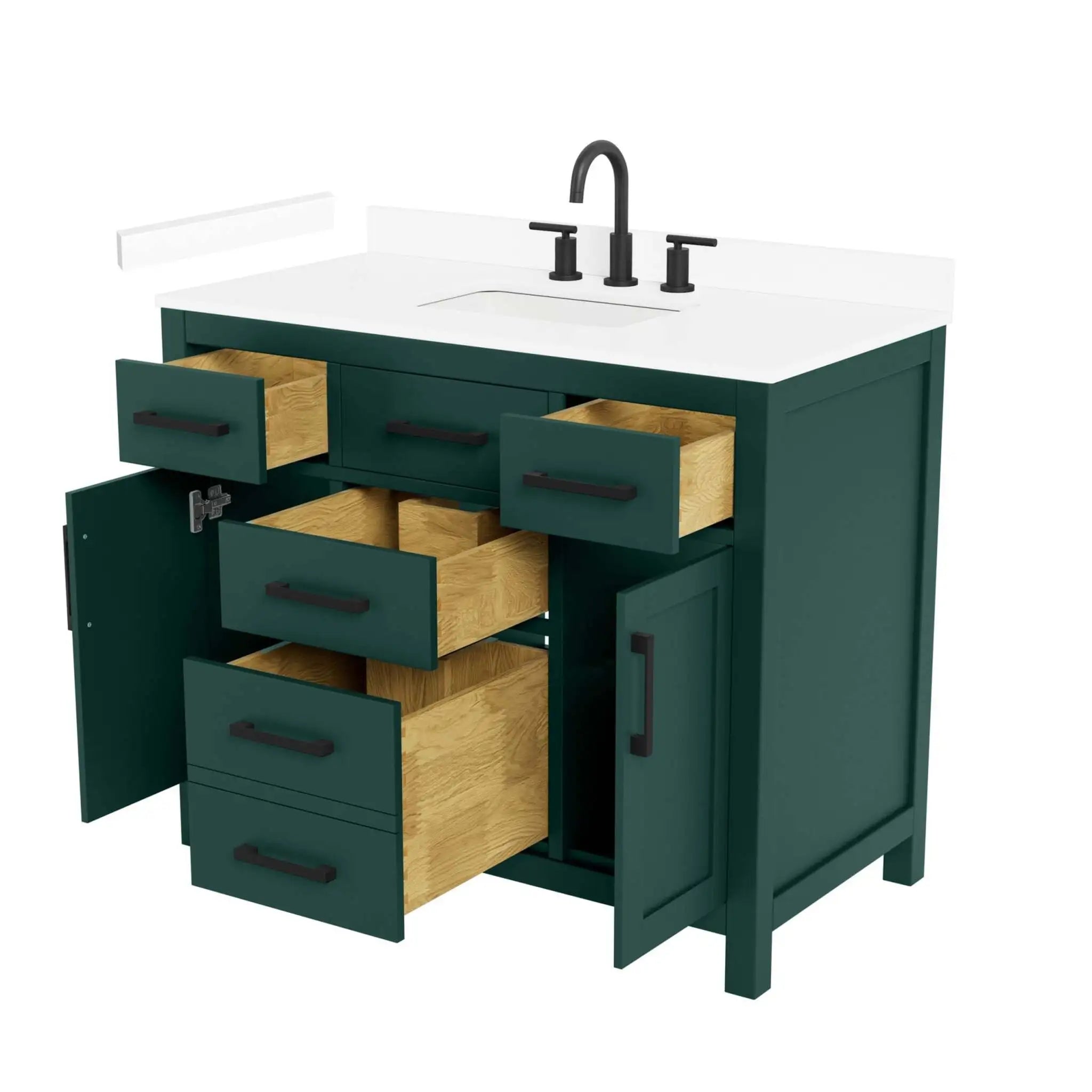 42" Beckett Single Bathroom Vanity in Green with Matte Black Trim by Wyndham