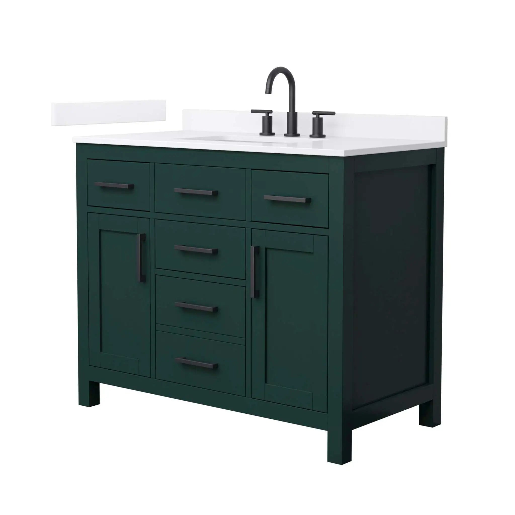 42" Beckett Single Bathroom Vanity in Green with Matte Black Trim by Wyndham