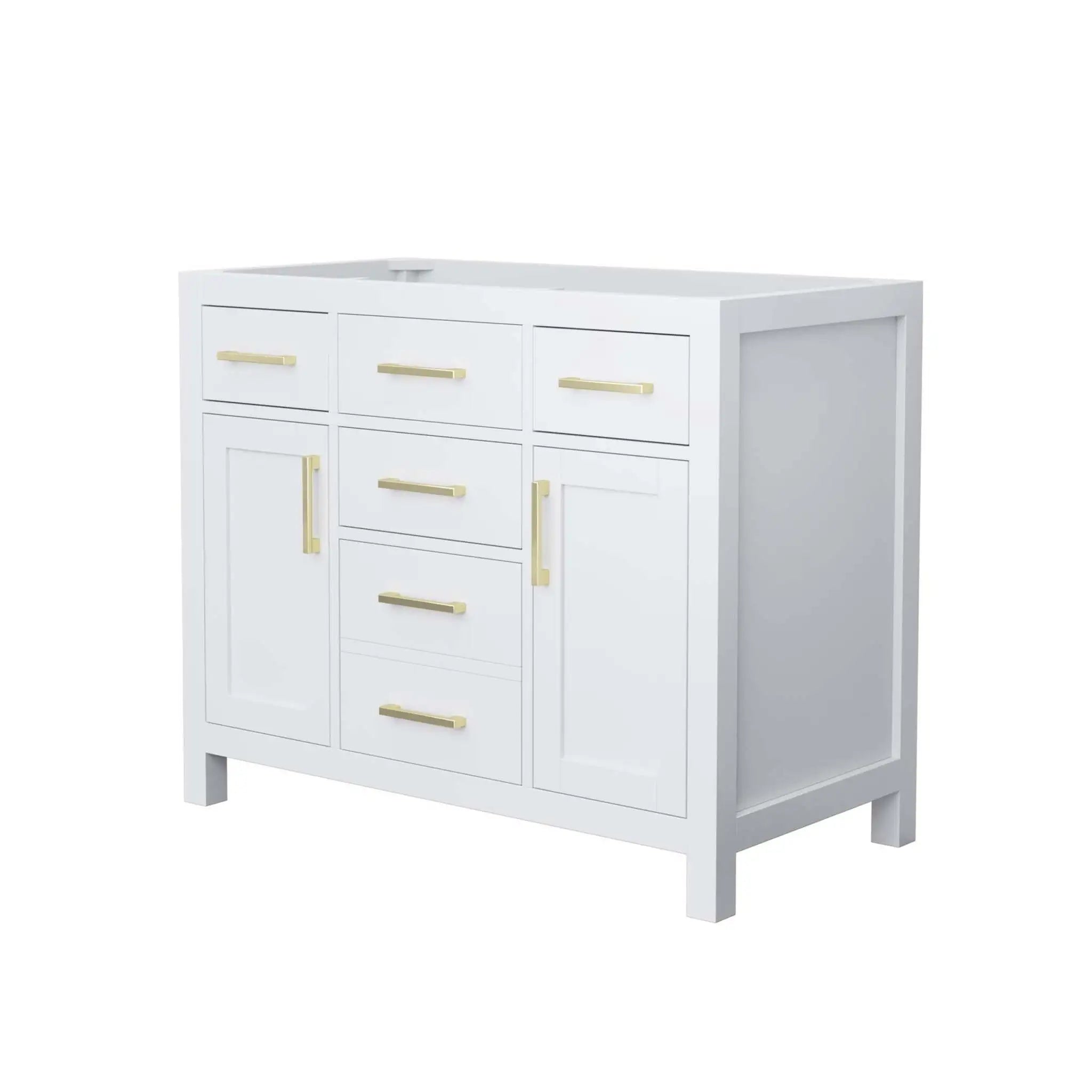 42" Beckett Single Bathroom Vanity in White with Brushed Gold Trim by Wyndham