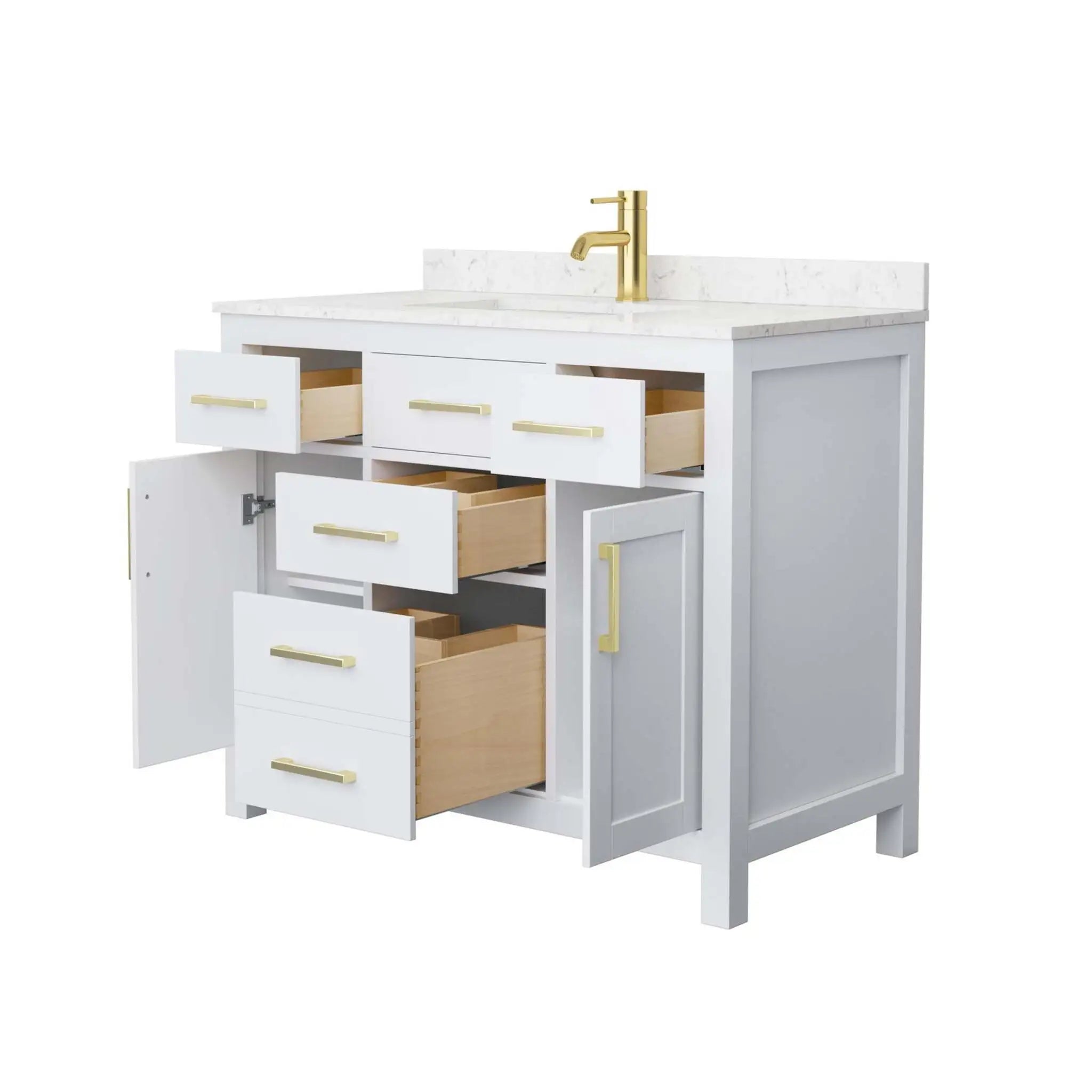 42" Beckett Single Bathroom Vanity in White with Brushed Gold Trim by Wyndham