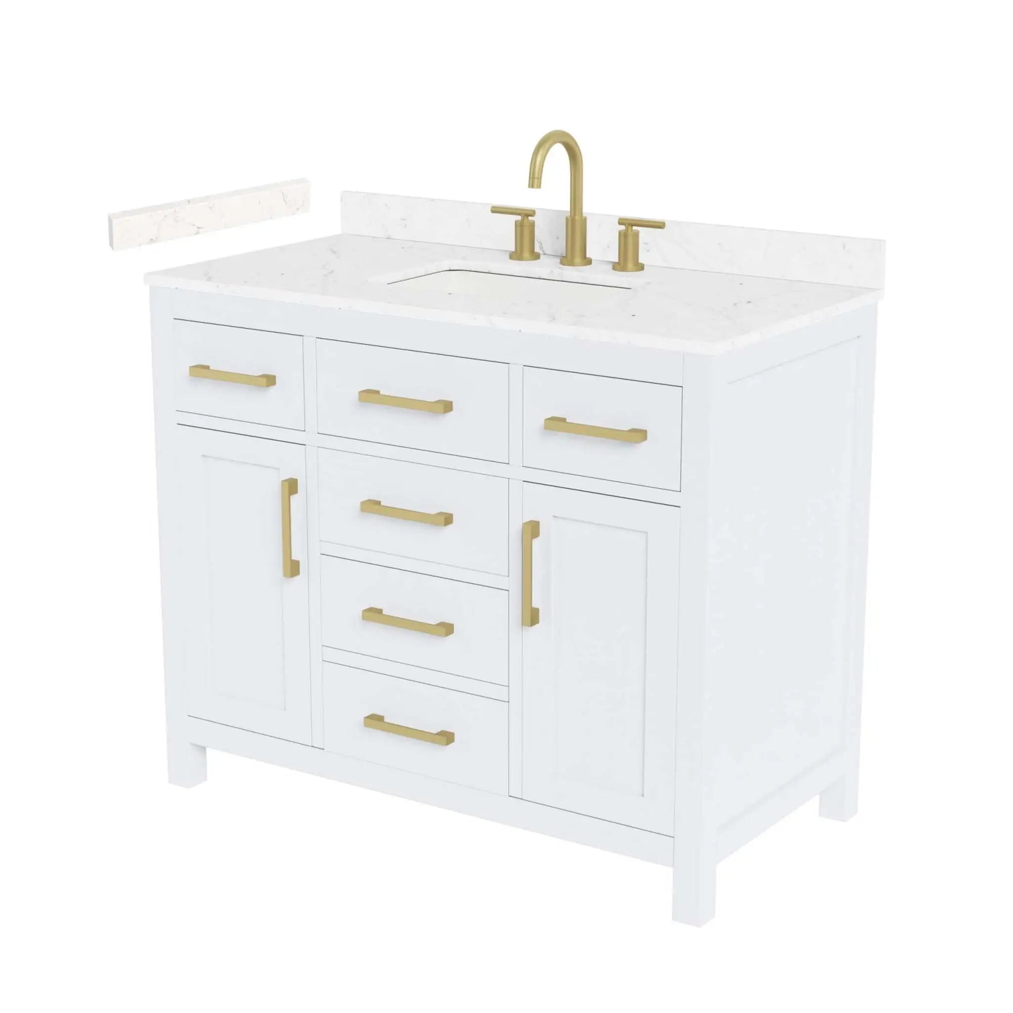 42" Beckett Single Bathroom Vanity in White with Brushed Gold Trim by Wyndham