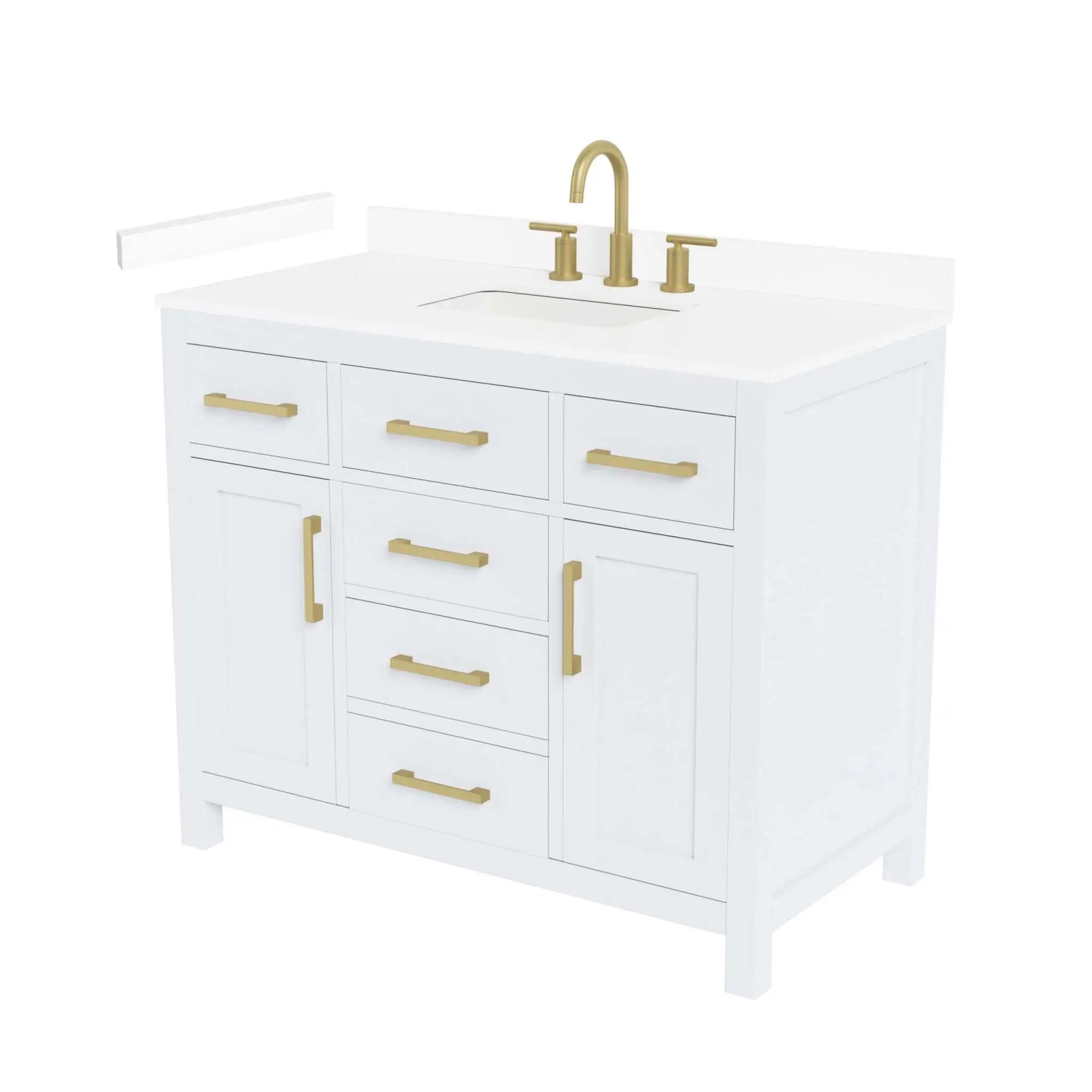 42" Beckett Single Bathroom Vanity in White with Brushed Gold Trim by Wyndham