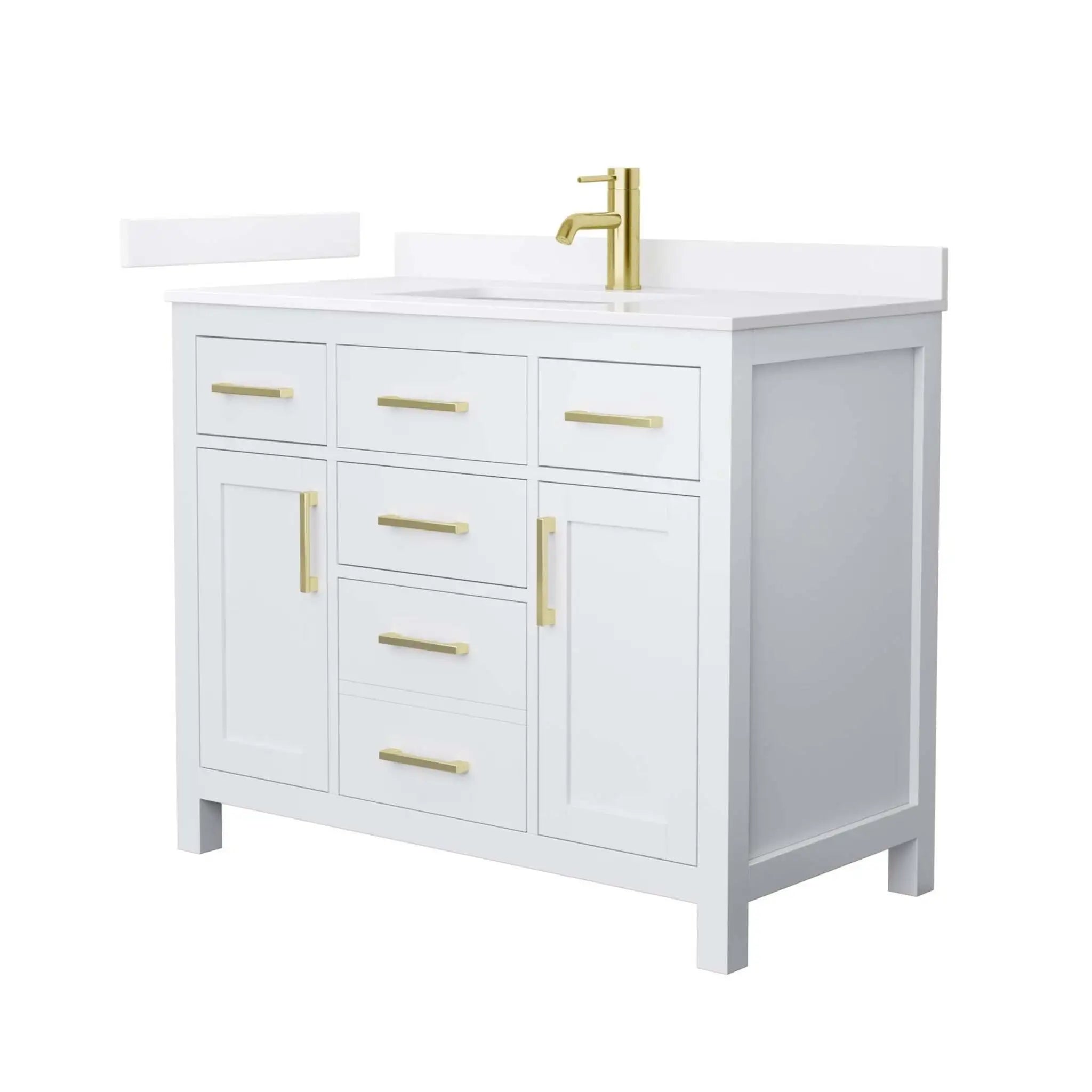 42" Beckett Single Bathroom Vanity in White with Brushed Gold Trim by Wyndham