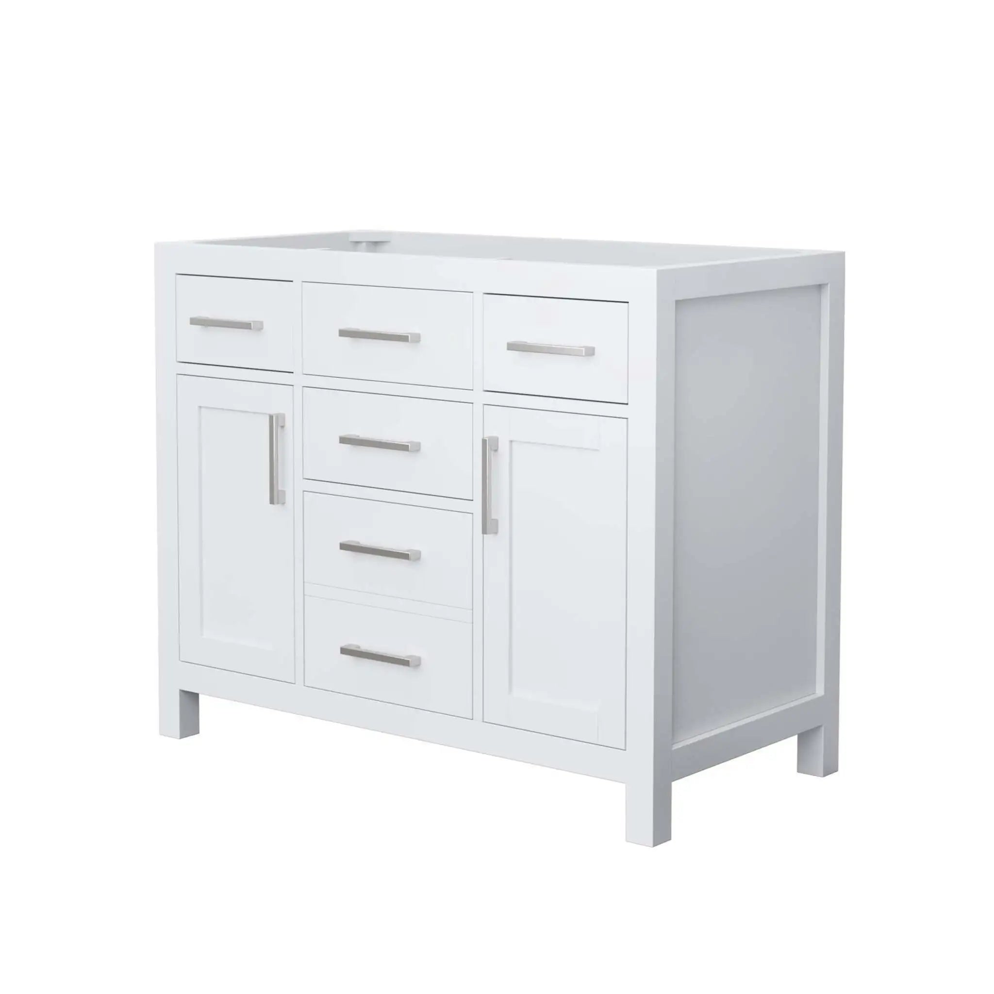 42" Beckett Single Bathroom Vanity in White with Brushed Nickel Trim by Wyndham
