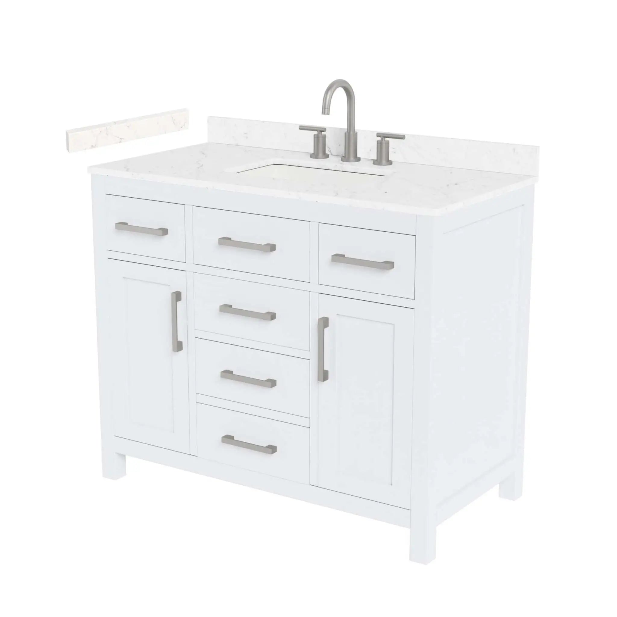 42" Beckett Single Bathroom Vanity in White with Brushed Nickel Trim by Wyndham