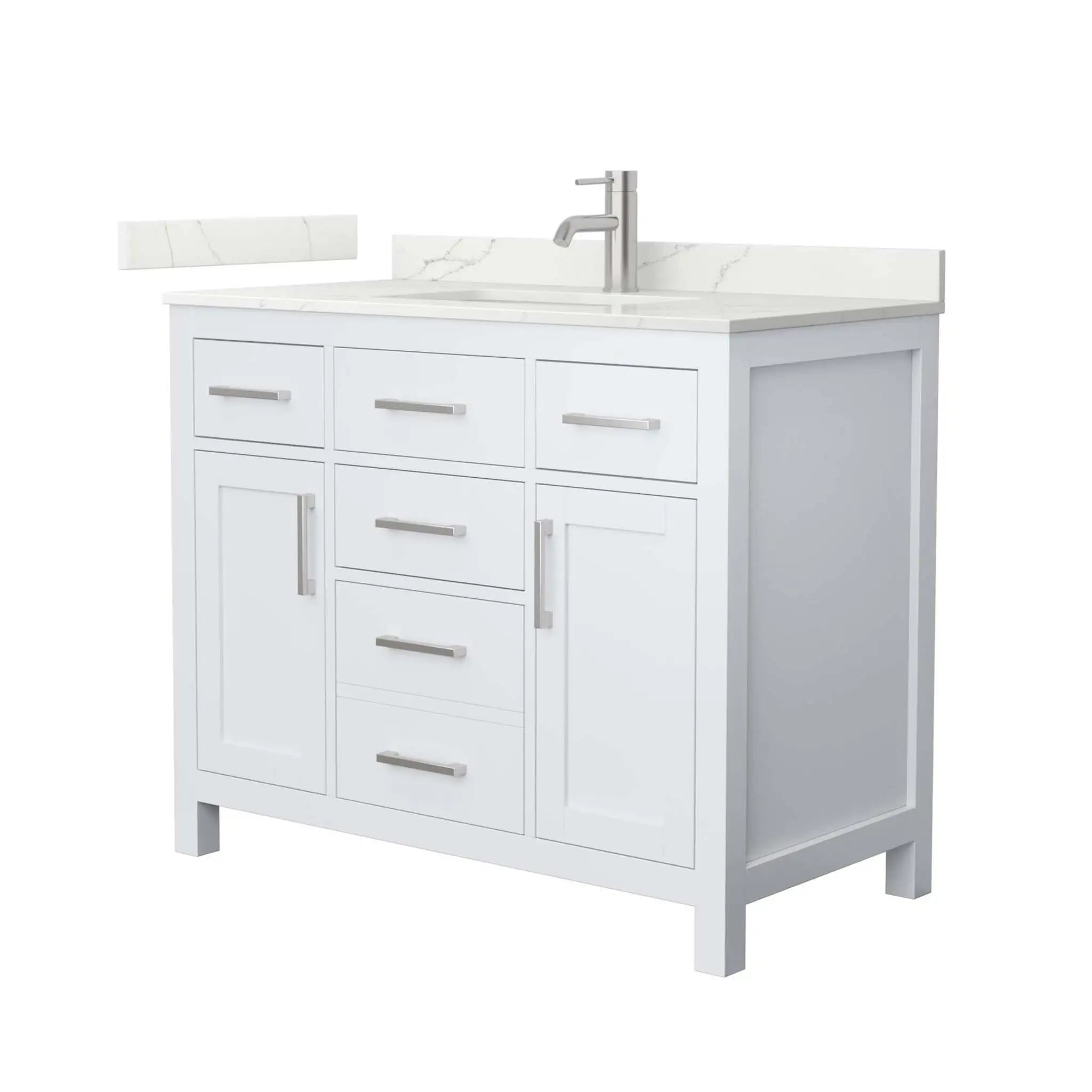 42" Beckett Single Bathroom Vanity in White with Brushed Nickel Trim by Wyndham