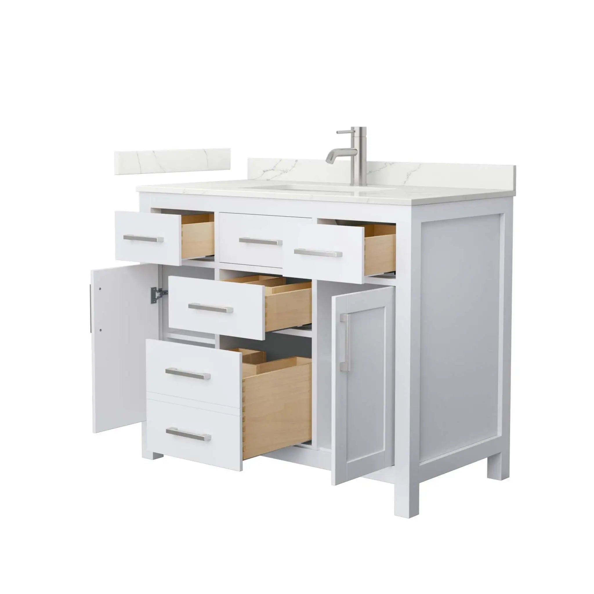 42" Beckett Single Bathroom Vanity in White with Brushed Nickel Trim by Wyndham