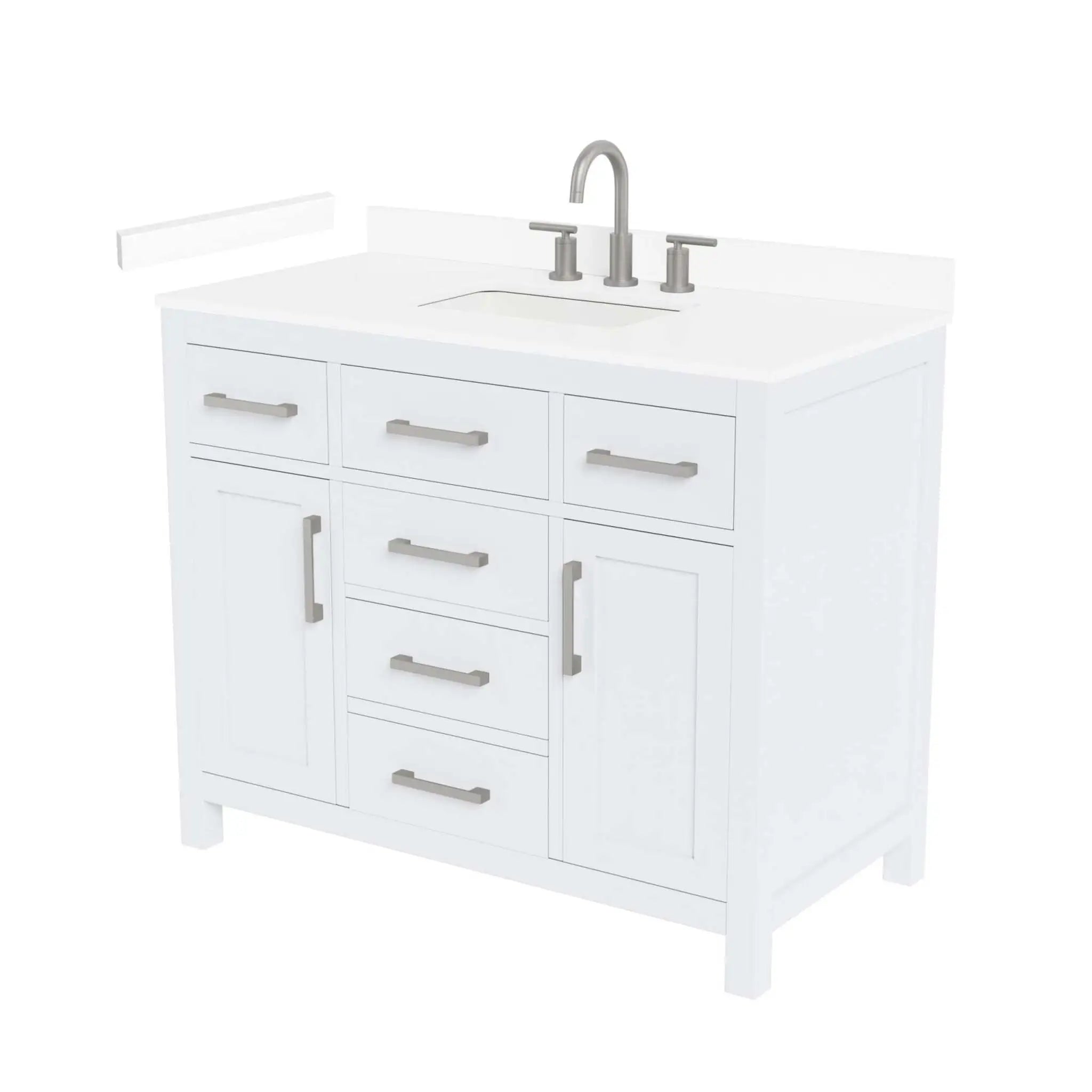 42" Beckett Single Bathroom Vanity in White with Brushed Nickel Trim by Wyndham