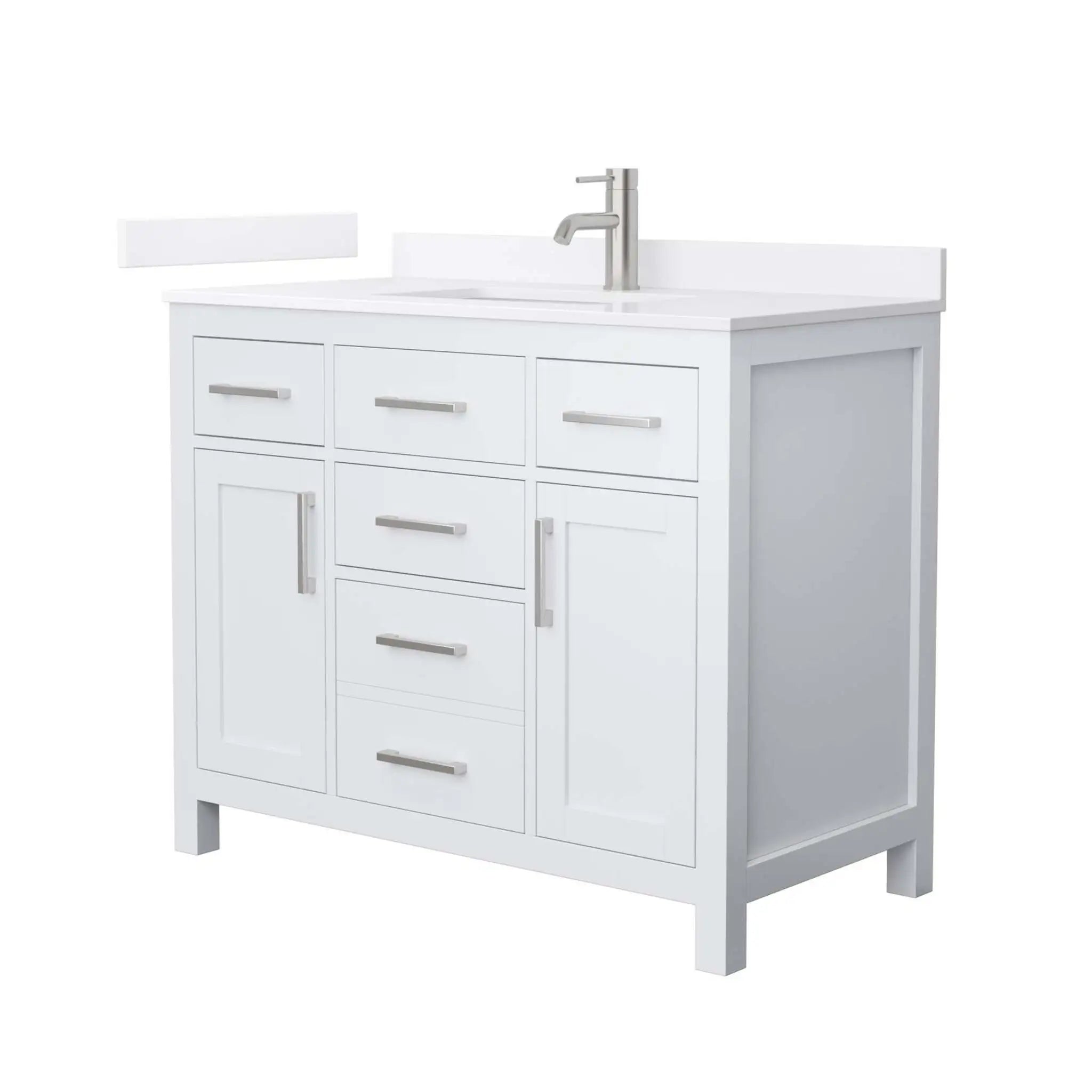 42" Beckett Single Bathroom Vanity in White with Brushed Nickel Trim by Wyndham