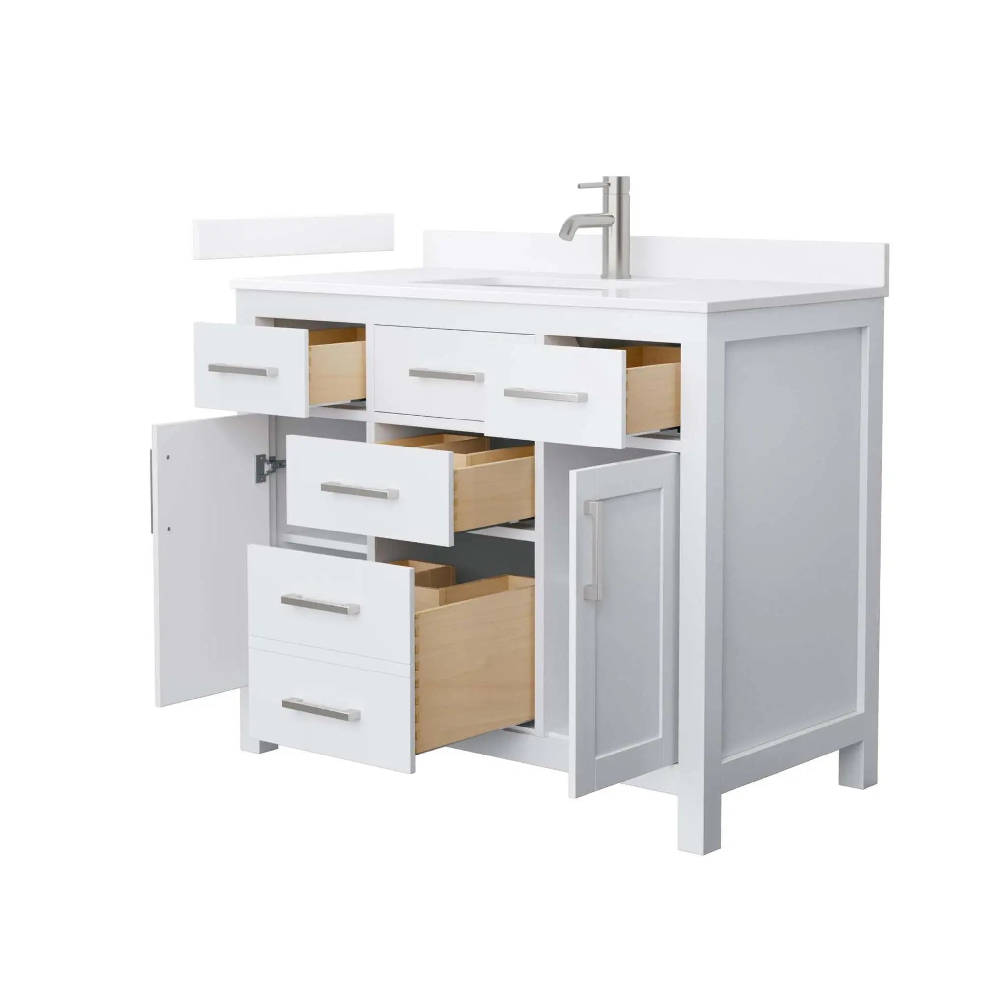 42" Beckett Single Bathroom Vanity in White with Brushed Nickel Trim by Wyndham