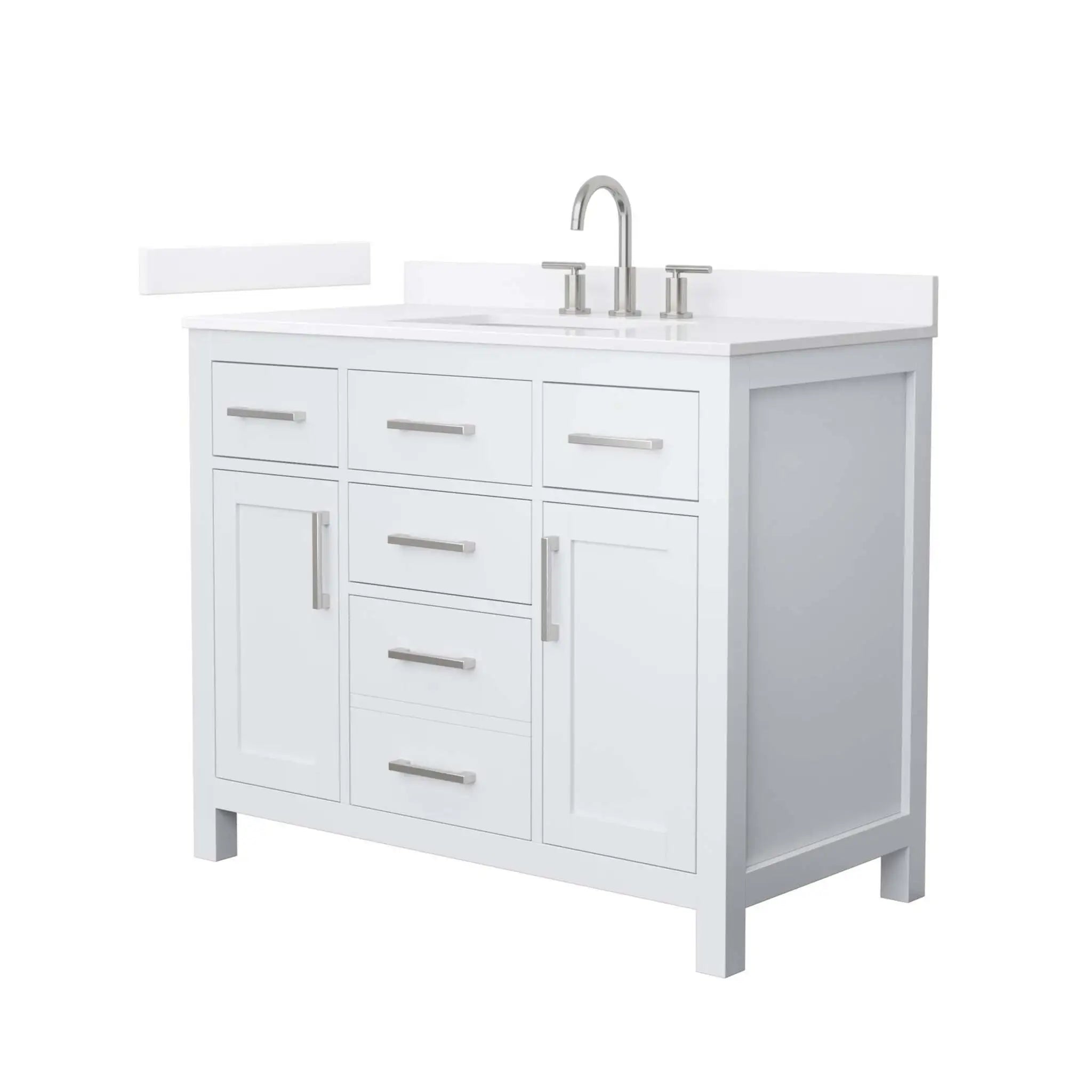 42" Beckett Single Bathroom Vanity in White with Brushed Nickel Trim by Wyndham