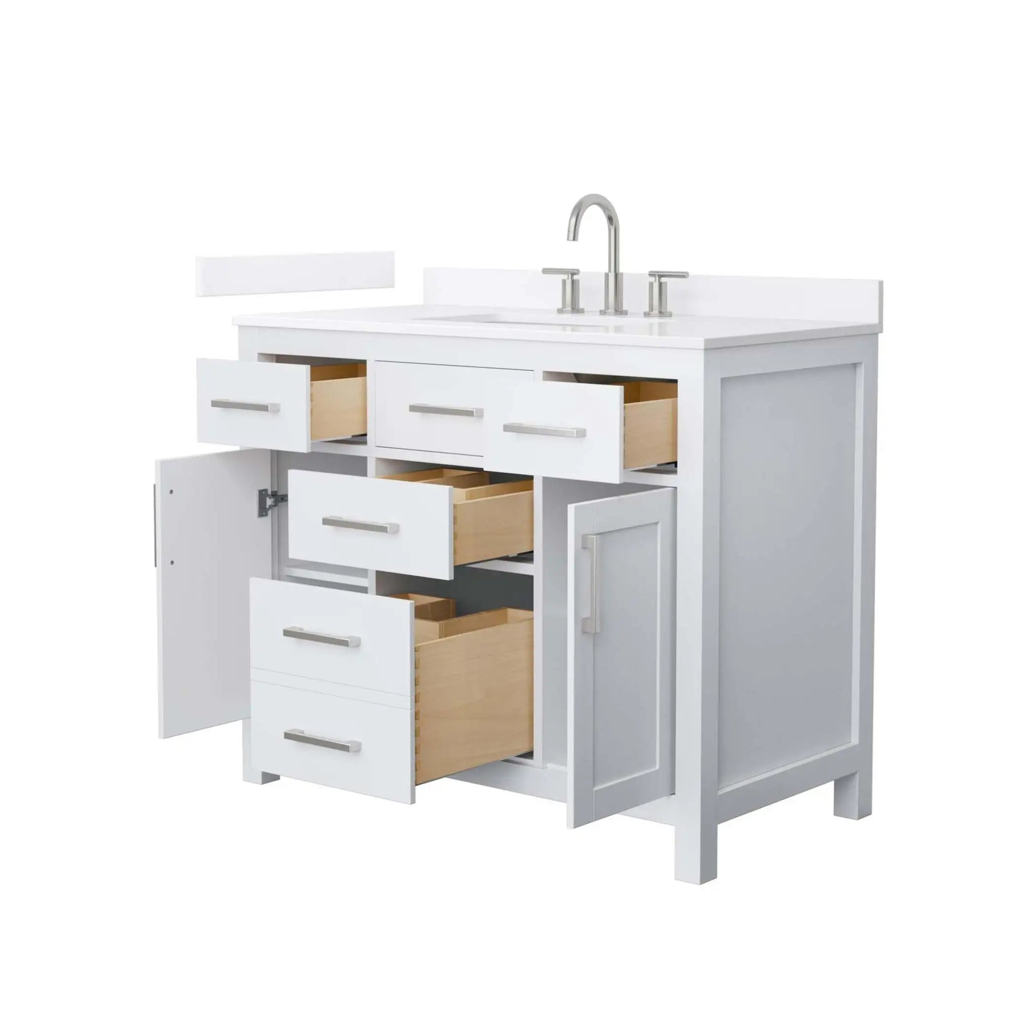 42" Beckett Single Bathroom Vanity in White with Brushed Nickel Trim by Wyndham