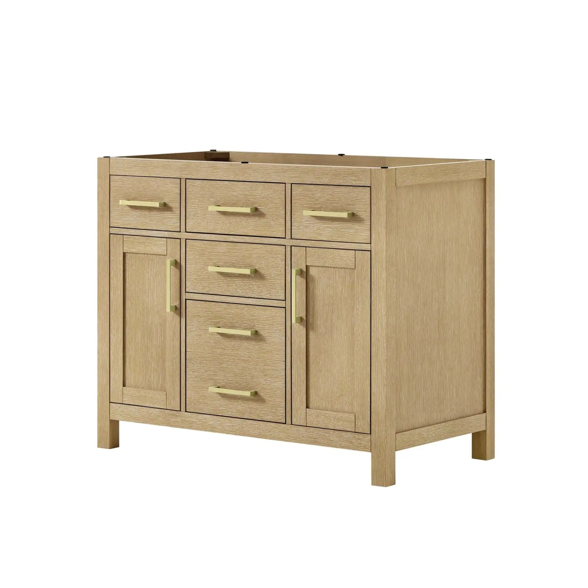 42" Beckett Single Bathroom Vanity in Whitewashed Oak with Brushed Gold Trim by Wyndham