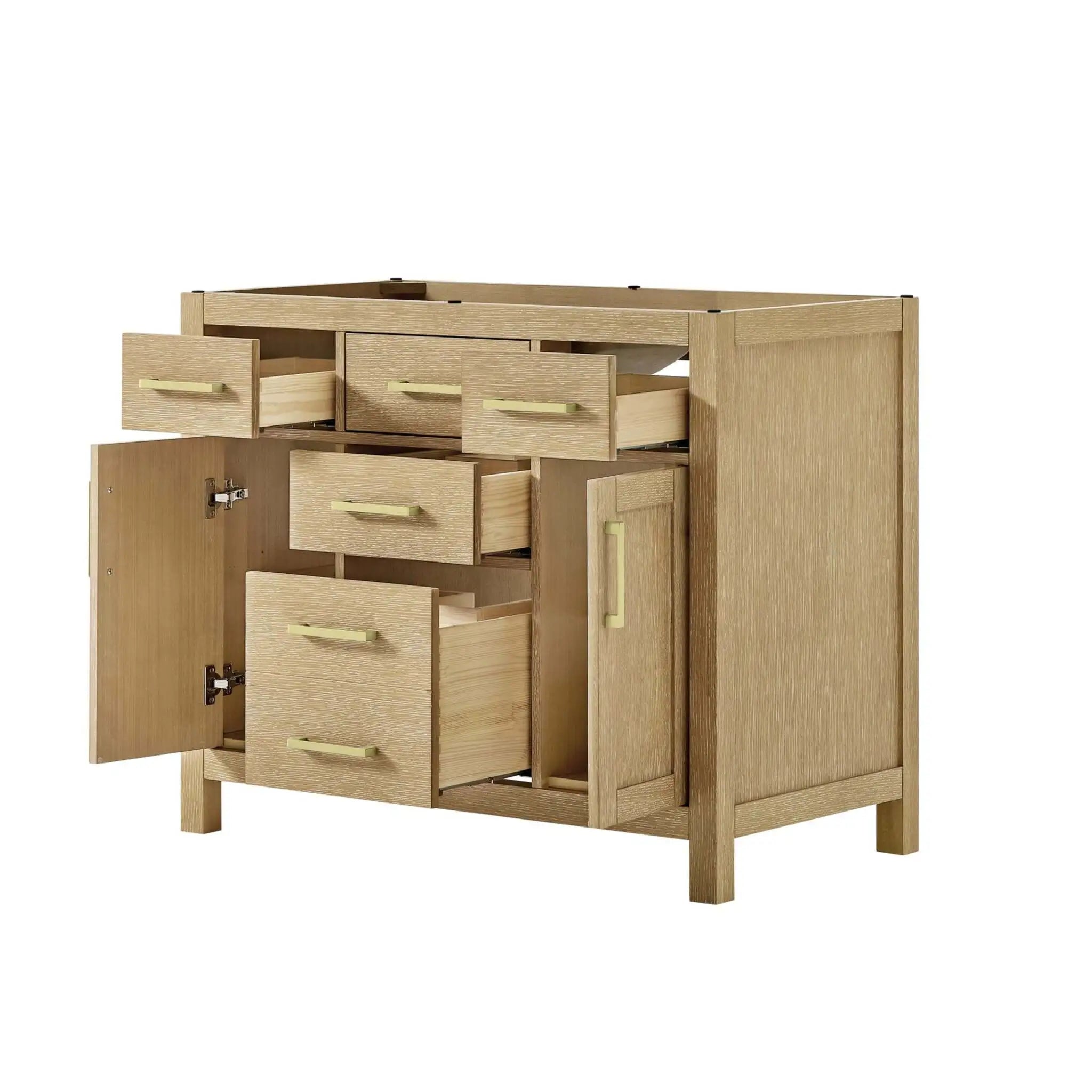 42" Beckett Single Bathroom Vanity in Whitewashed Oak with Brushed Gold Trim by Wyndham