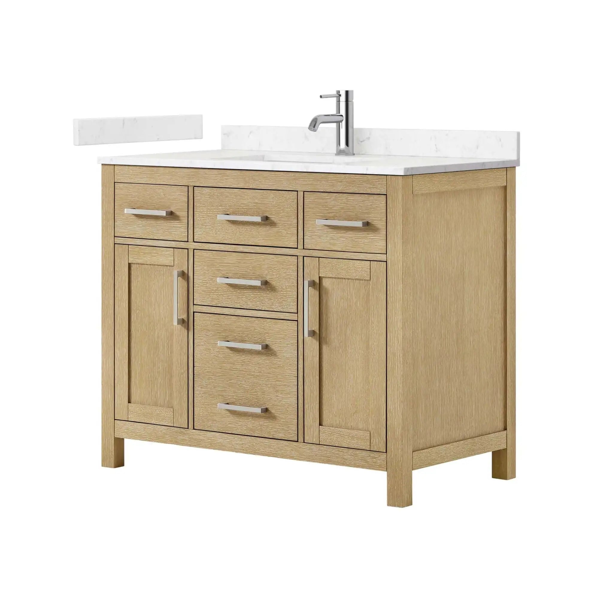 42" Beckett Single Bathroom Vanity in Whitewashed Oak with Brushed Nickel Trim by Wyndham