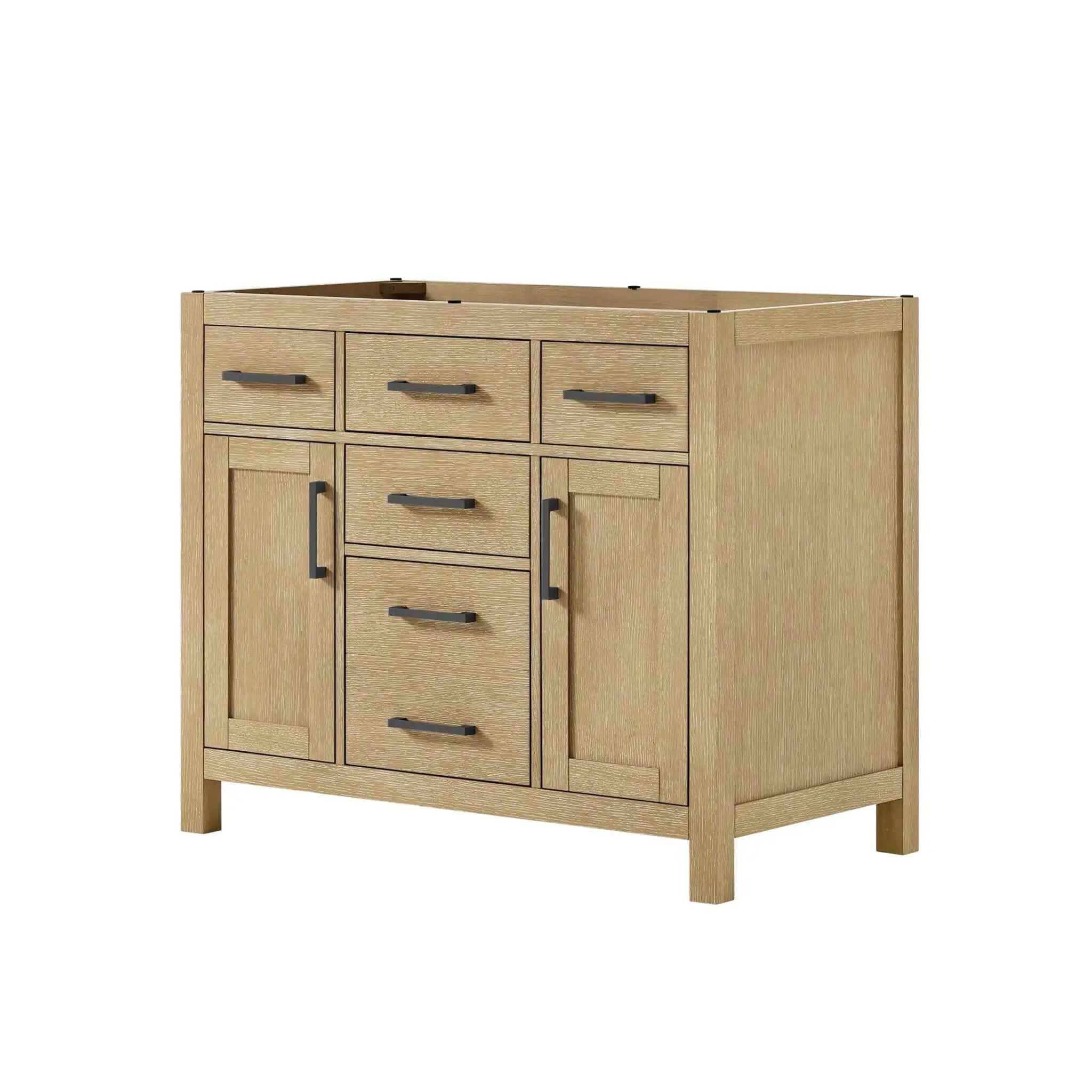 42" Beckett Single Bathroom Vanity in Whitewashed Oak with Matte Black Trim by Wyndham