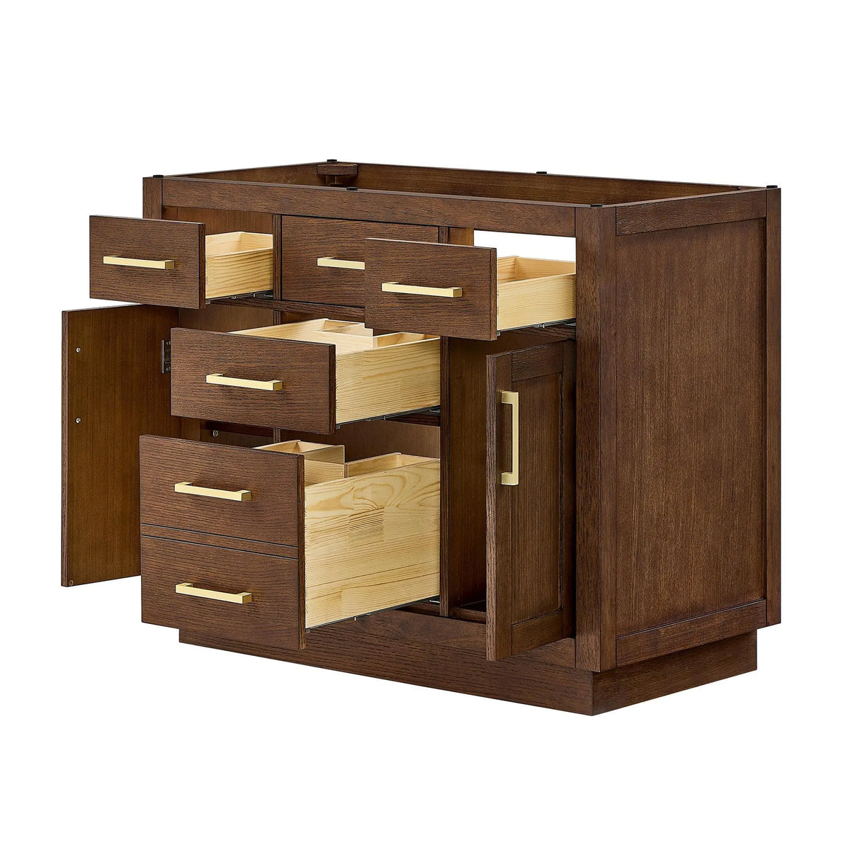 42" Beckett Single Bathroom Vanity with Toe Kick Dark Oak Brushed Gold Trim by wyndham View 42