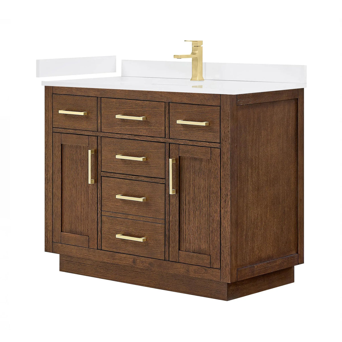 42" Beckett Single Bathroom Vanity with Toe Kick Dark Oak Brushed Gold Trim by wyndham View 10