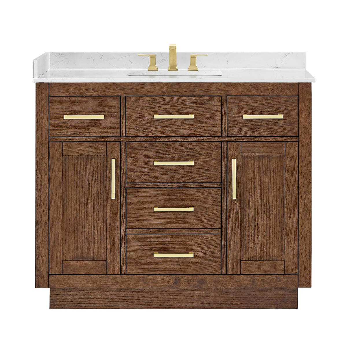 42" Beckett Single Bathroom Vanity with Toe Kick Dark Oak Brushed Gold Trim by wyndham View 11