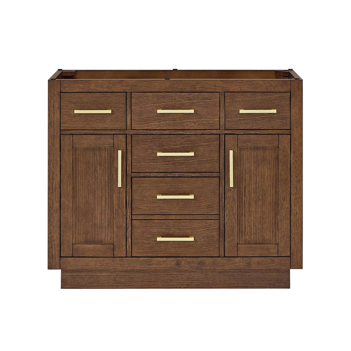 42" Beckett Single Bathroom Vanity with Toe Kick Dark Oak Brushed Gold Trim by wyndham View 41