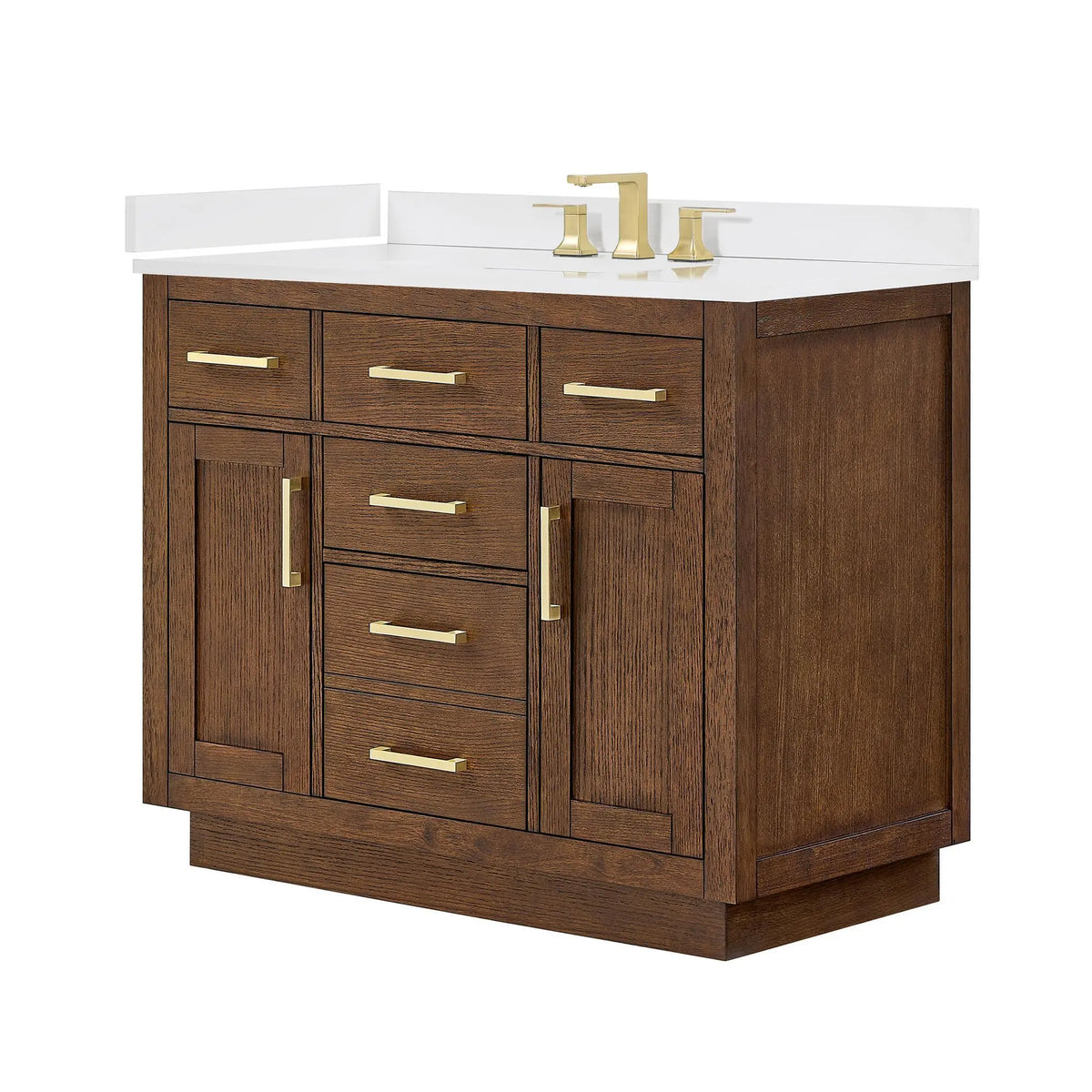 42" Beckett Single Bathroom Vanity with Toe Kick Dark Oak Brushed Gold Trim by wyndham View 40