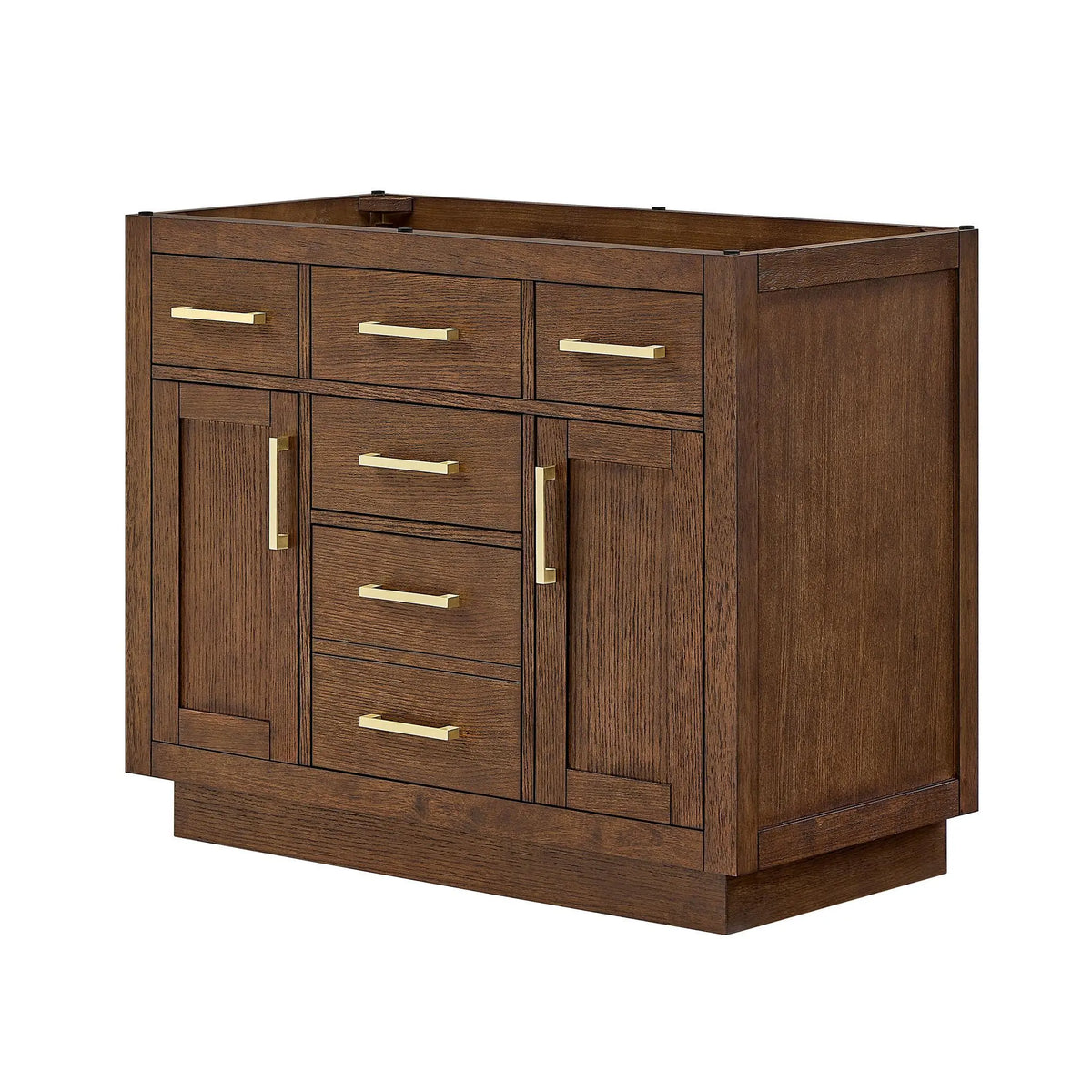42" Beckett Single Bathroom Vanity with Toe Kick Dark Oak Brushed Gold Trim by wyndham View 44