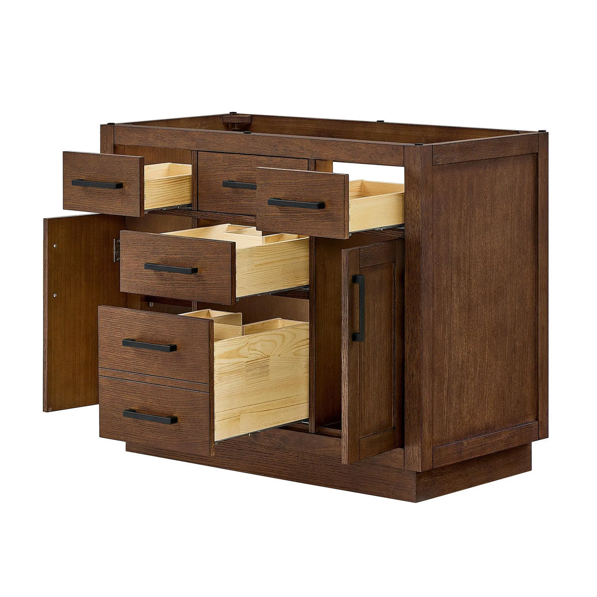 42" Beckett Single Bathroom Vanity with Toe Kick Dark Oak Matte Black Trim by wyndham View 42