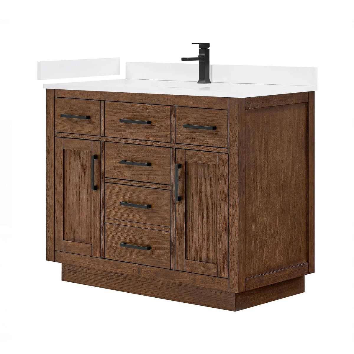 42" Beckett Single Bathroom Vanity with Toe Kick Dark Oak Matte Black Trim by wyndham View 10
