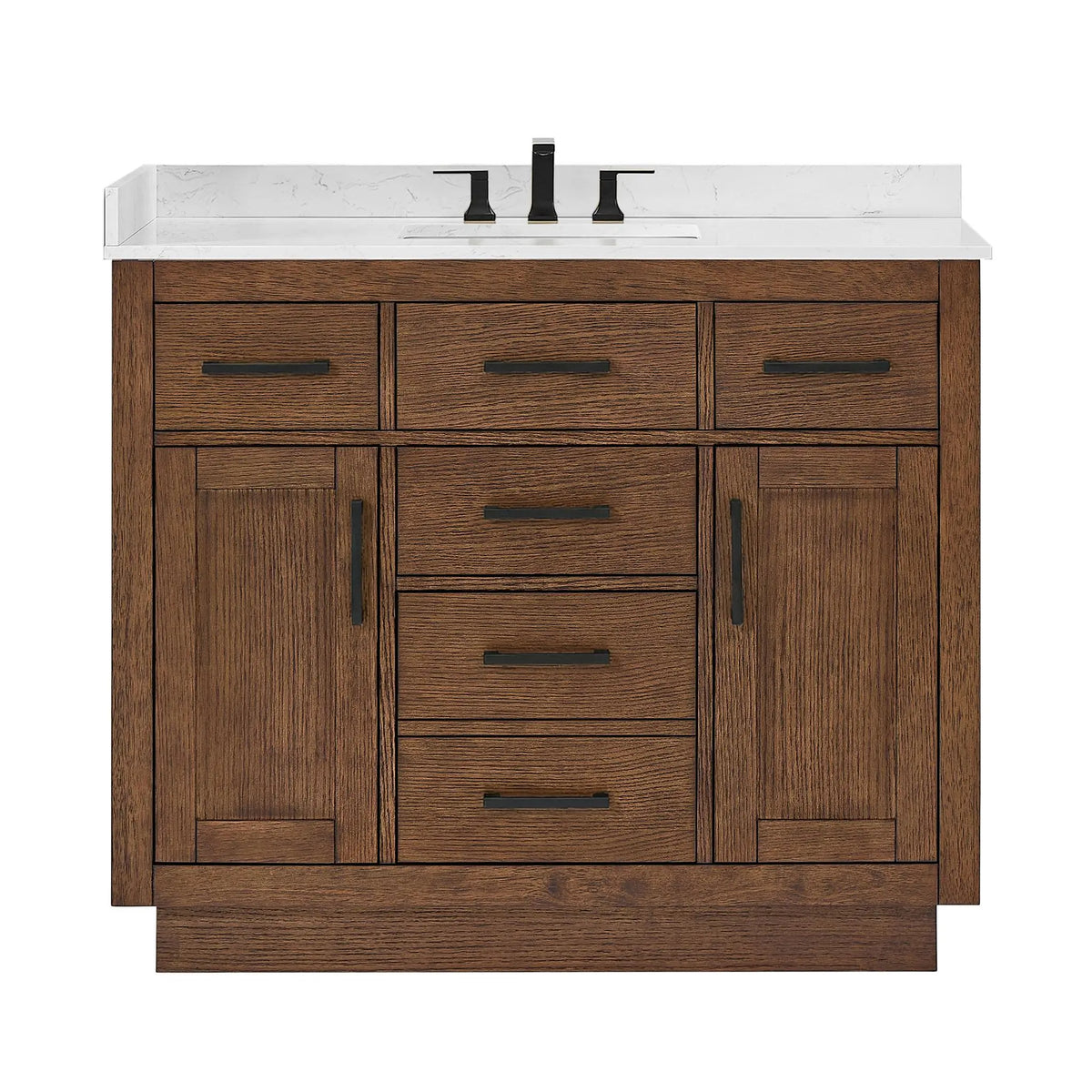 42" Beckett Single Bathroom Vanity with Toe Kick Dark Oak Matte Black Trim by wyndham View 11