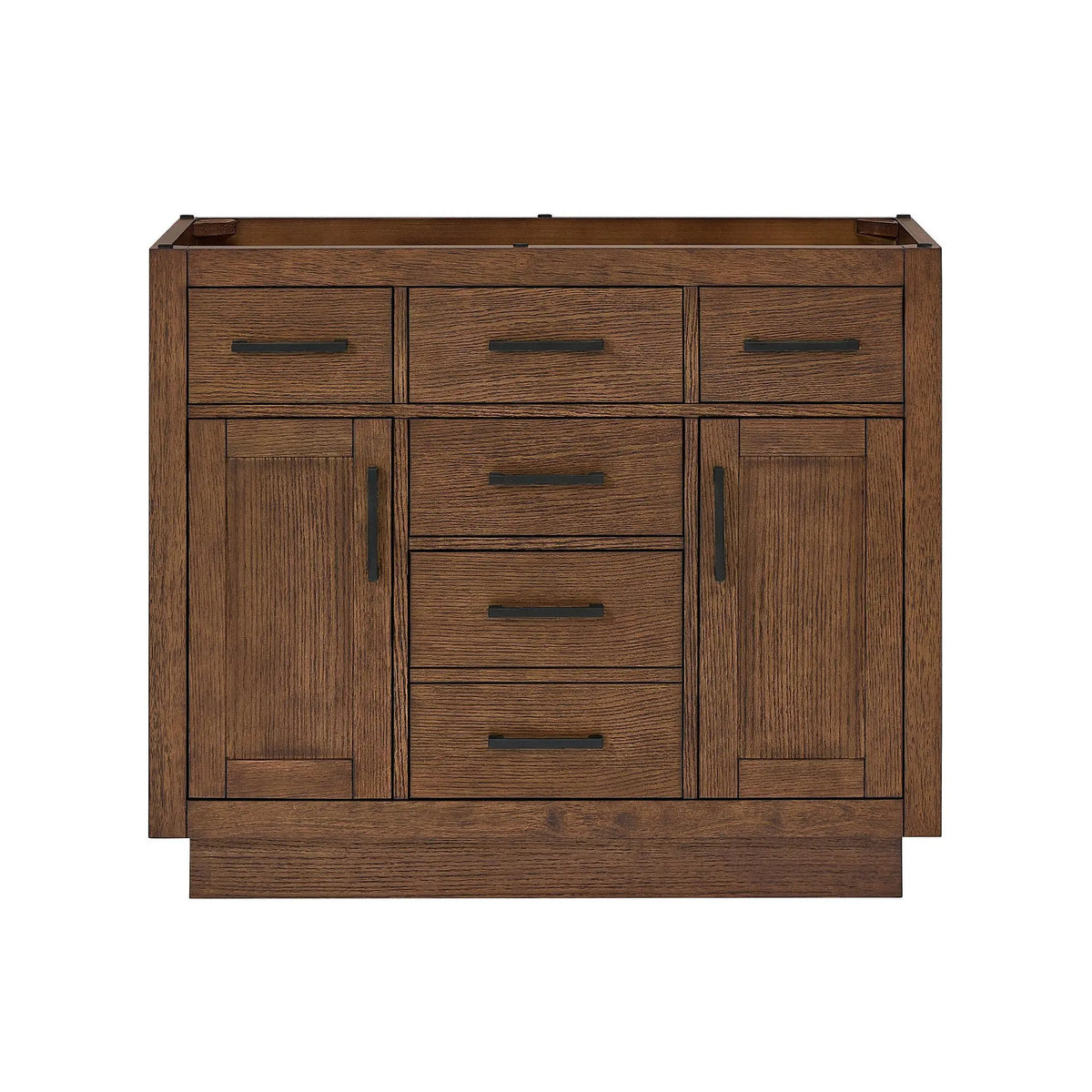 42" Beckett Single Bathroom Vanity with Toe Kick Dark Oak Matte Black Trim by wyndham View 41