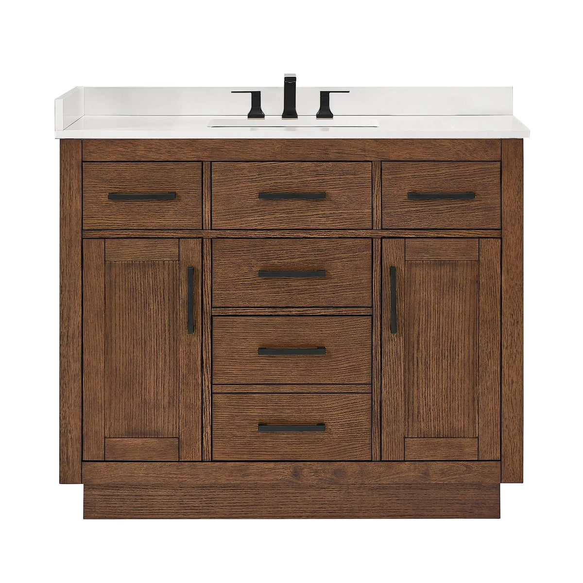 42" Beckett Single Bathroom Vanity with Toe Kick Dark Oak Matte Black Trim by wyndham View 36