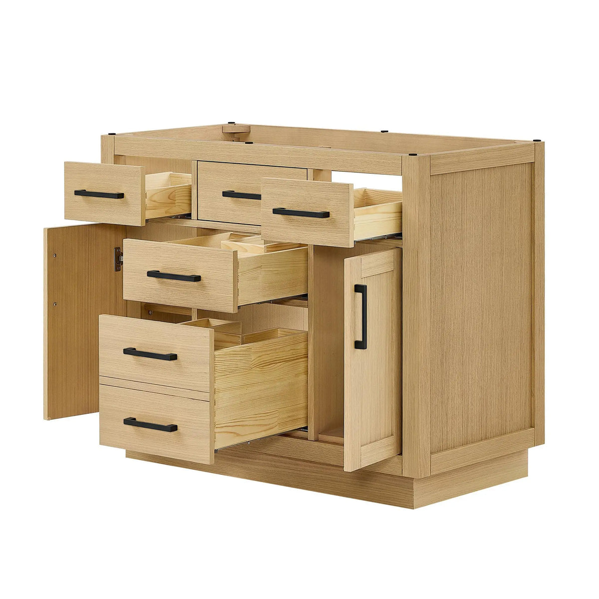 42" Beckett Single Bathroom Vanity with Toe Kick Rift Oak Matte Black Trim by wyndham View 42